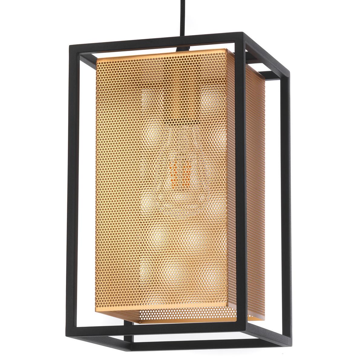Hängeleuchte Malik Schwarz/Gold max. 22 Watt - Goldfarben/Schwarz, Design, Metall (20/20/110cm)