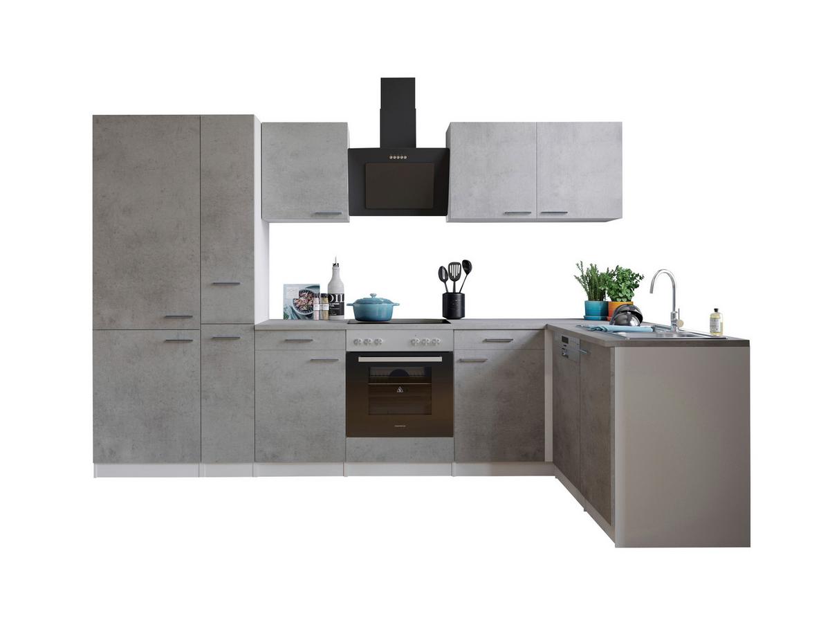 Eckküche Malia m. Geräten 310x172cm Grau/Weiß - Edelstahlfarben/Weiß, Basics, Holzwerkstoff/Metall (310/172cm) - Respekta