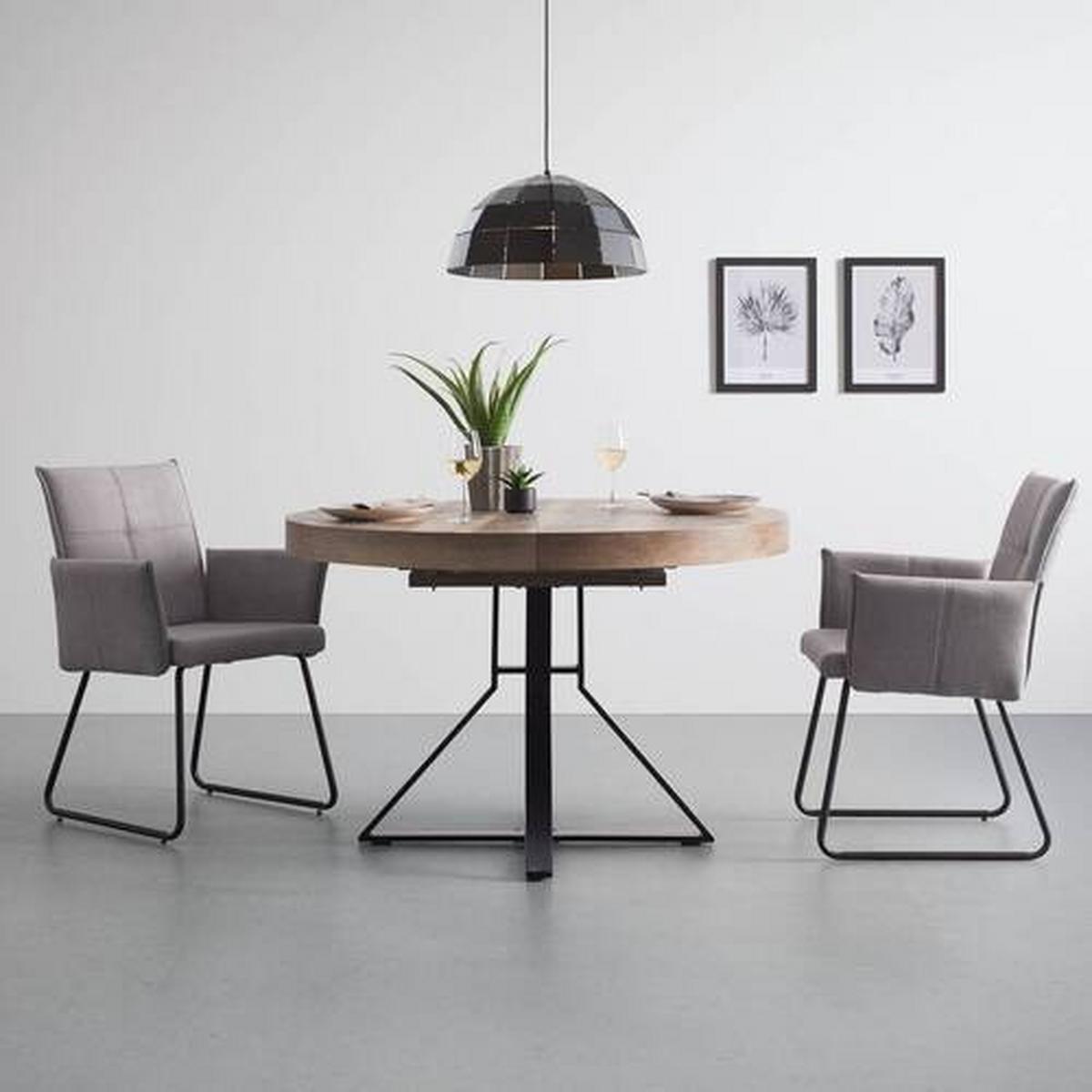 Étkezőasztal Louna - tölgyfa színű/fekete, Modern, fém (120-160/120/76cm) - Bessagi Home