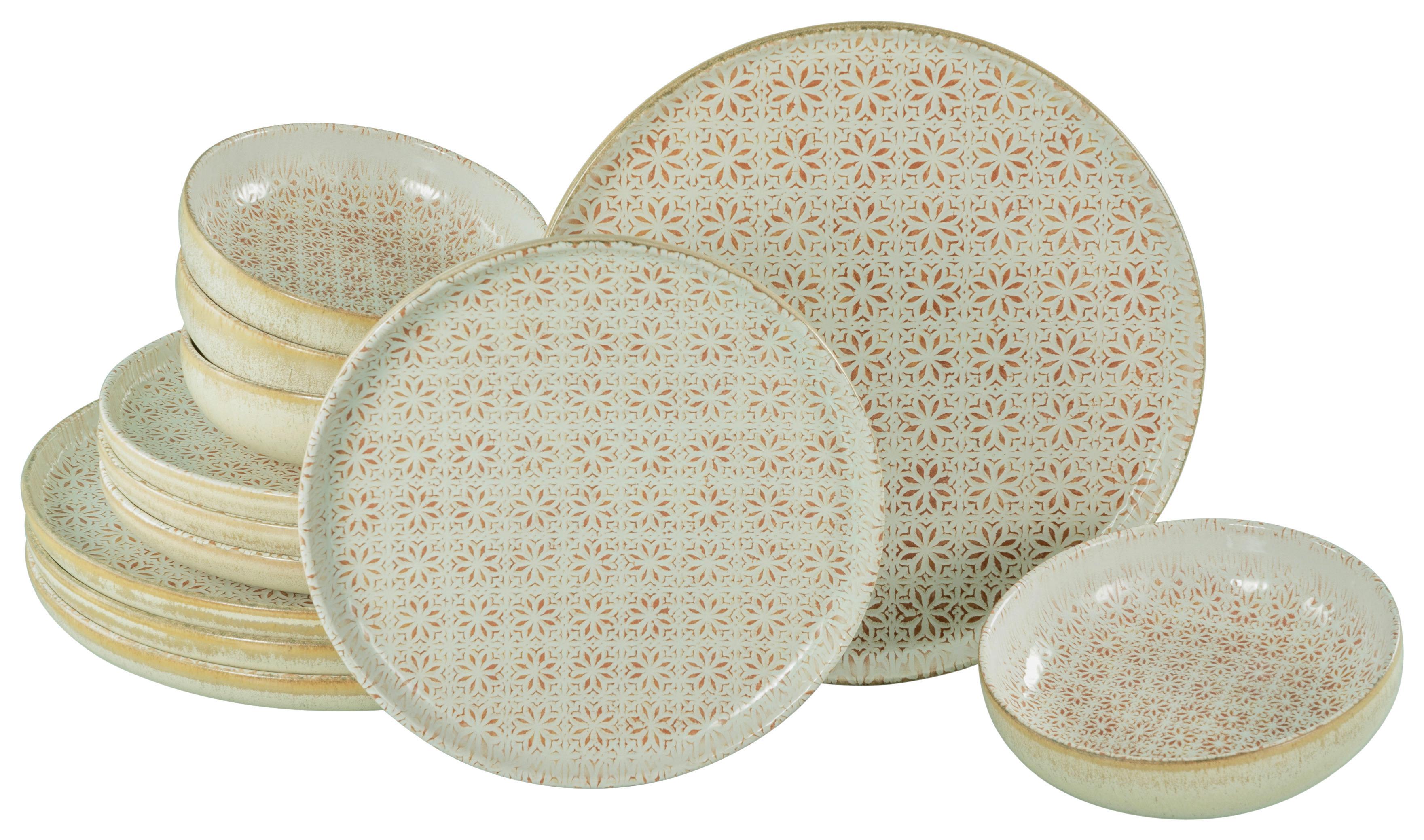 Jedilni Servis Emiliana Peach, 12-Delni - roza/krem barve, Basics, keramika - Creatable