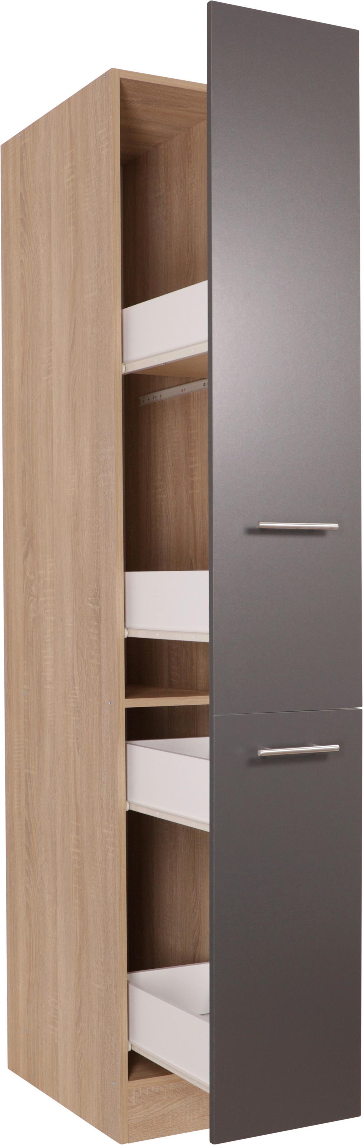 Apothekerschrank MERLE Grau/Eichefarben - Eichefarben/Silberfarben, Basics, Holzwerkstoff/Metall (30/200/60cm) - Respekta