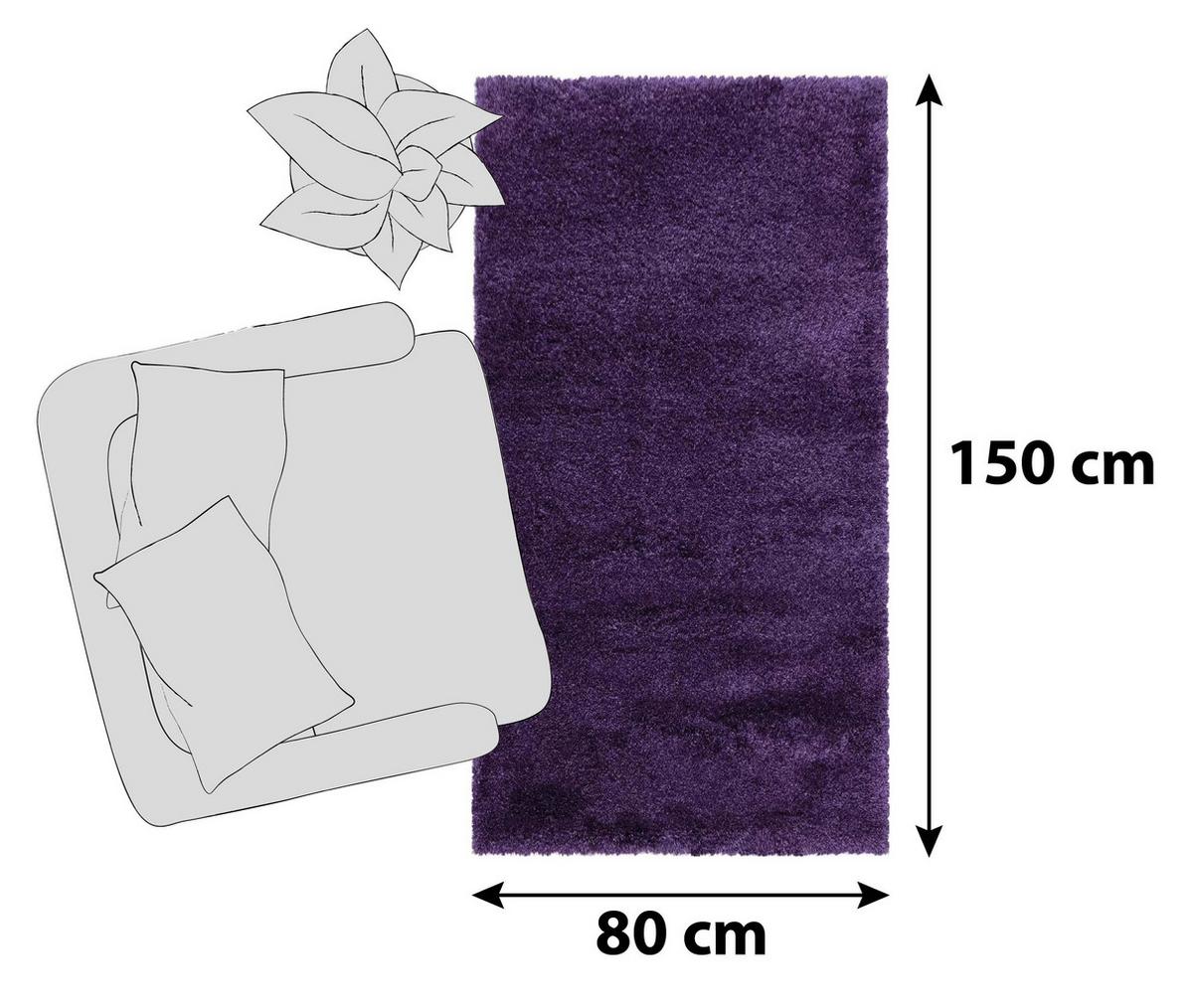 Hochflorteppich Fluffy Lila ca. 80x150cm - Lila, Basics, Textil (80/150cm)