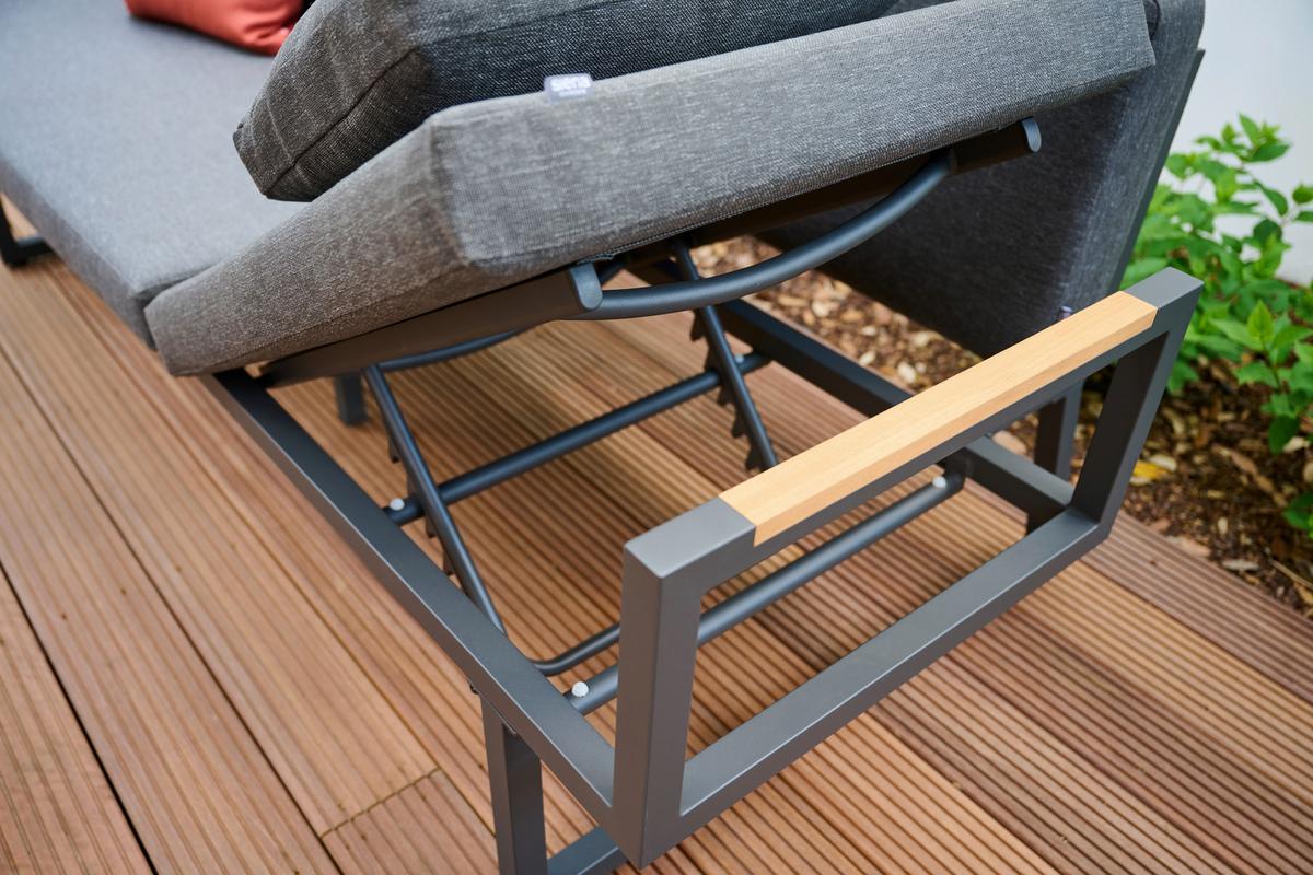 3er-Loungesofa Calera Anthrazit/Echtholz - Anthrazit, Basics, Holz/Textil (219/81/91cm) - Siena Garden