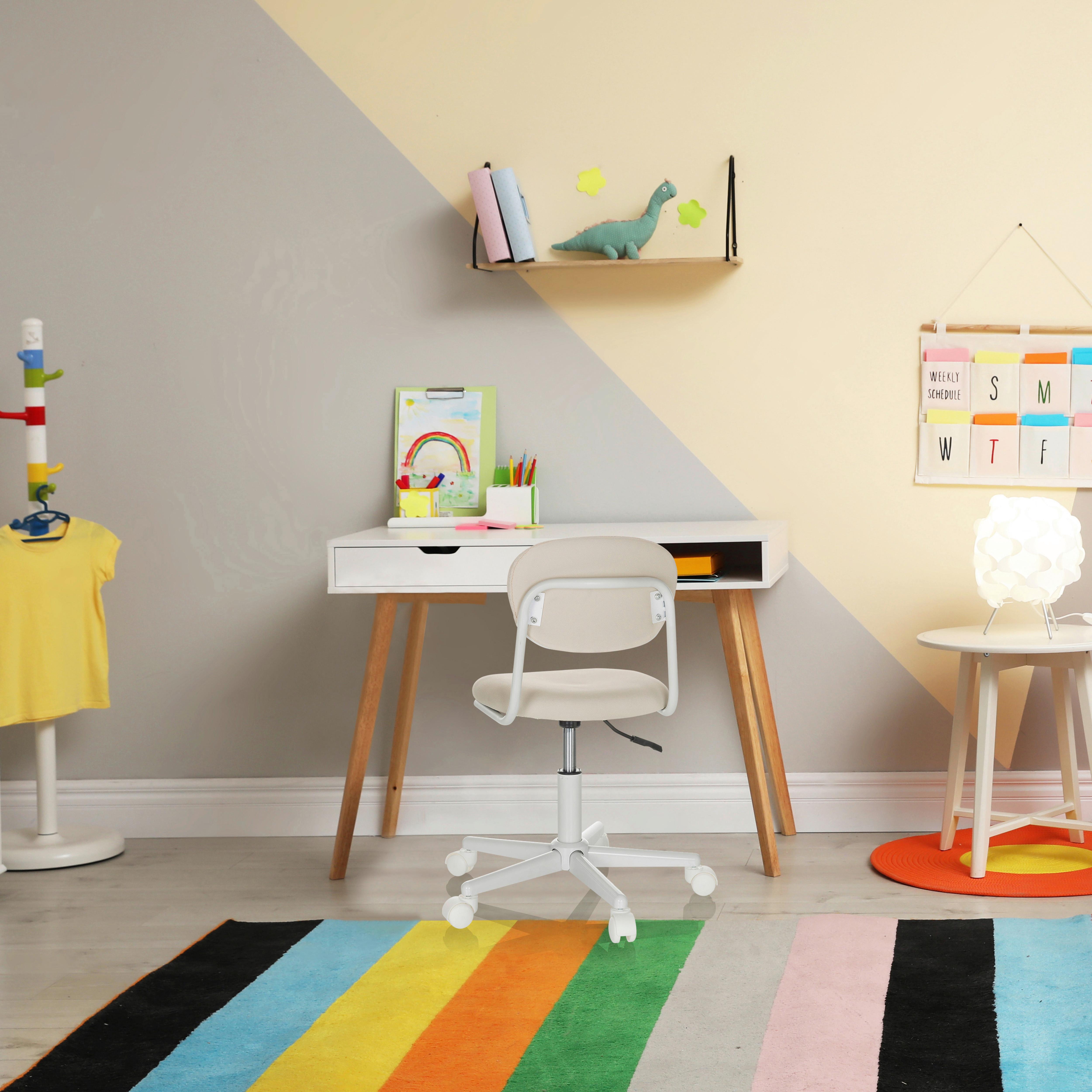 Otroški Vrtljivi Stol Kiddy Base I, Bež - bela/bež, Basics, umetna masa/tekstil (60/72-83/60cm) - MID.YOU