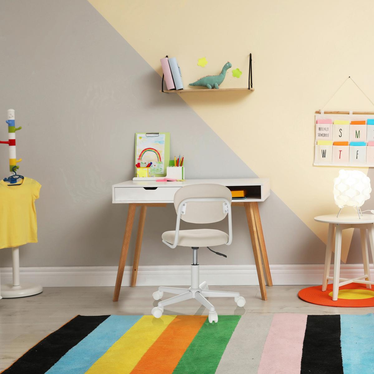 Otroški Vrtljivi Stol Kiddy Base I, Bež - bela/bež, Basics, umetna masa/tekstil (60/72-83/60cm) - MID.YOU