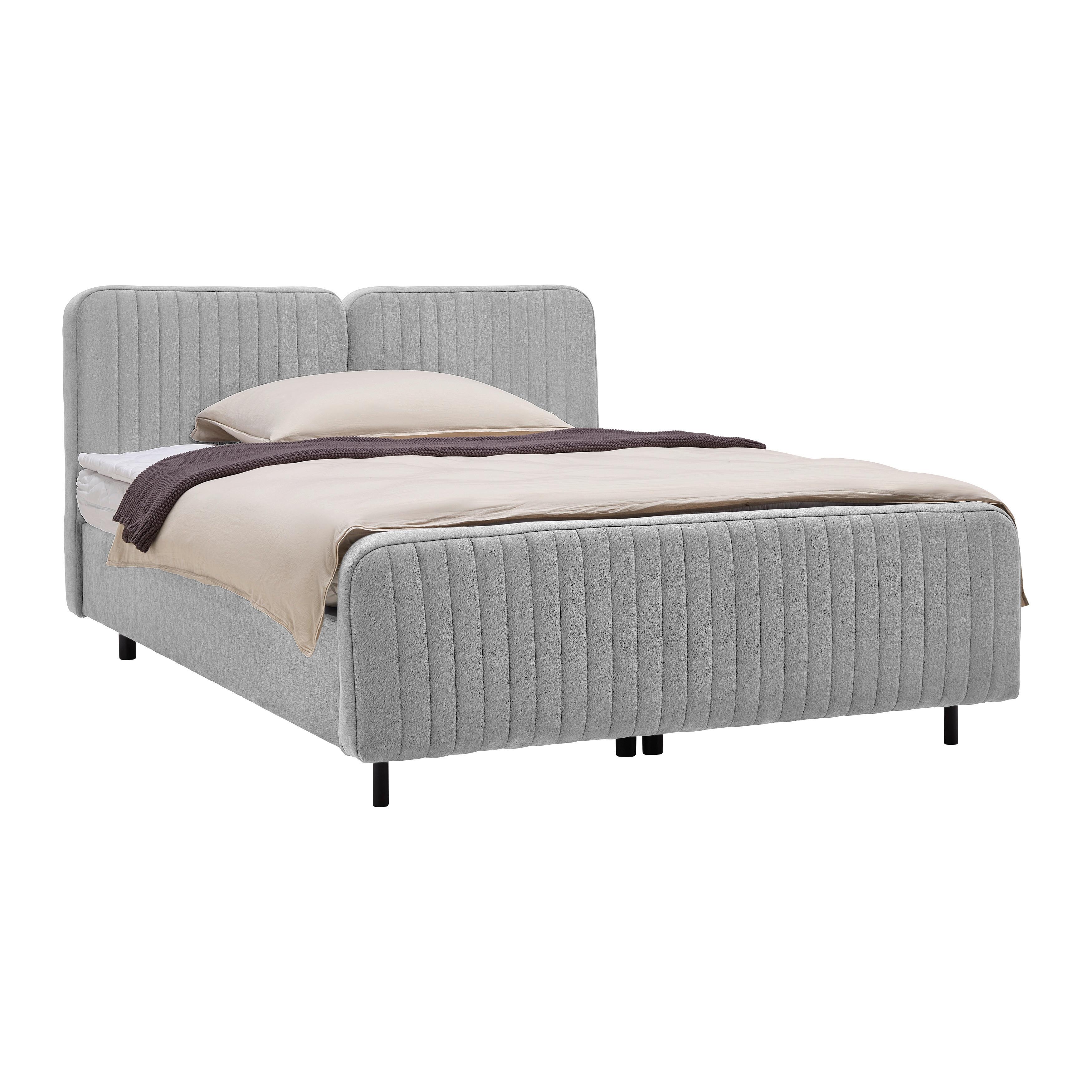 Boxbett Livetto Grau ca. 180x200cm - Schwarz/Grau, KONVENTIONELL, Holz/Textil (180/200cm) - Mömax