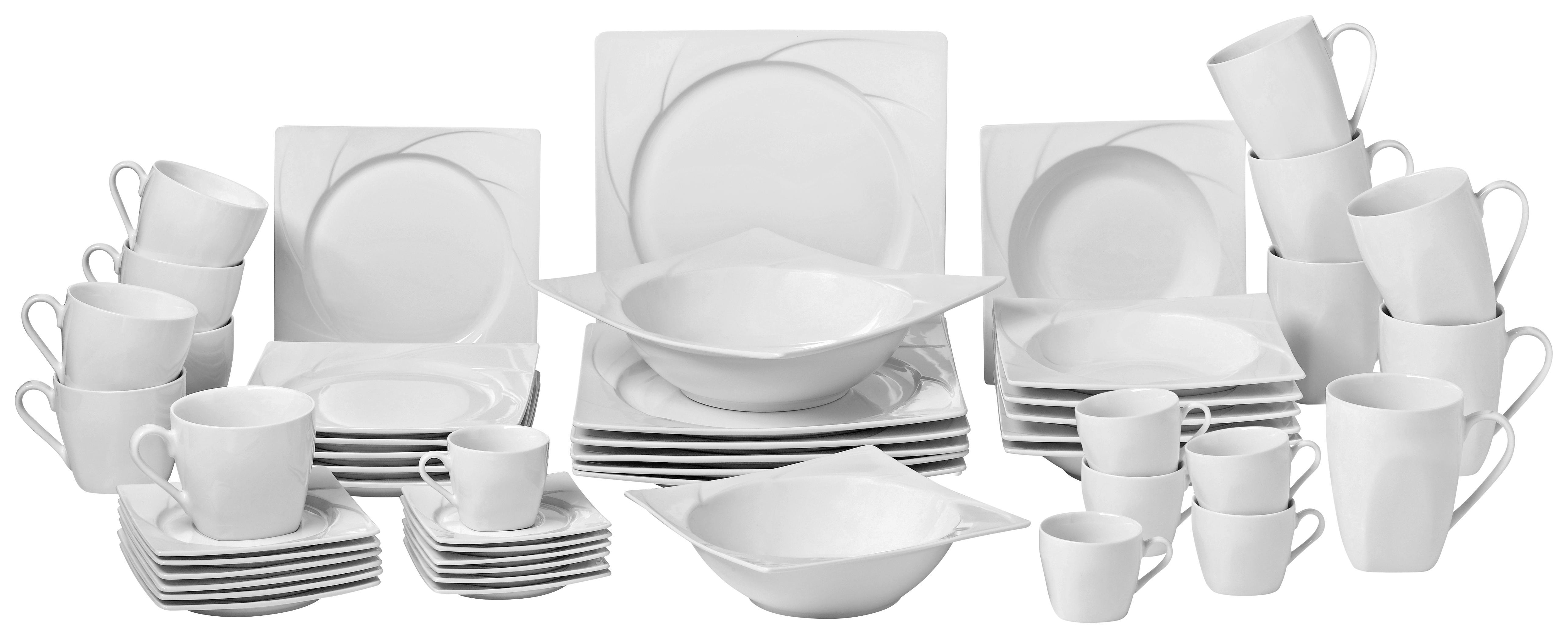 Kombiservice Celia aus Porzellan, 50-teilig - Weiß, MODERN, Keramik - Premium Living