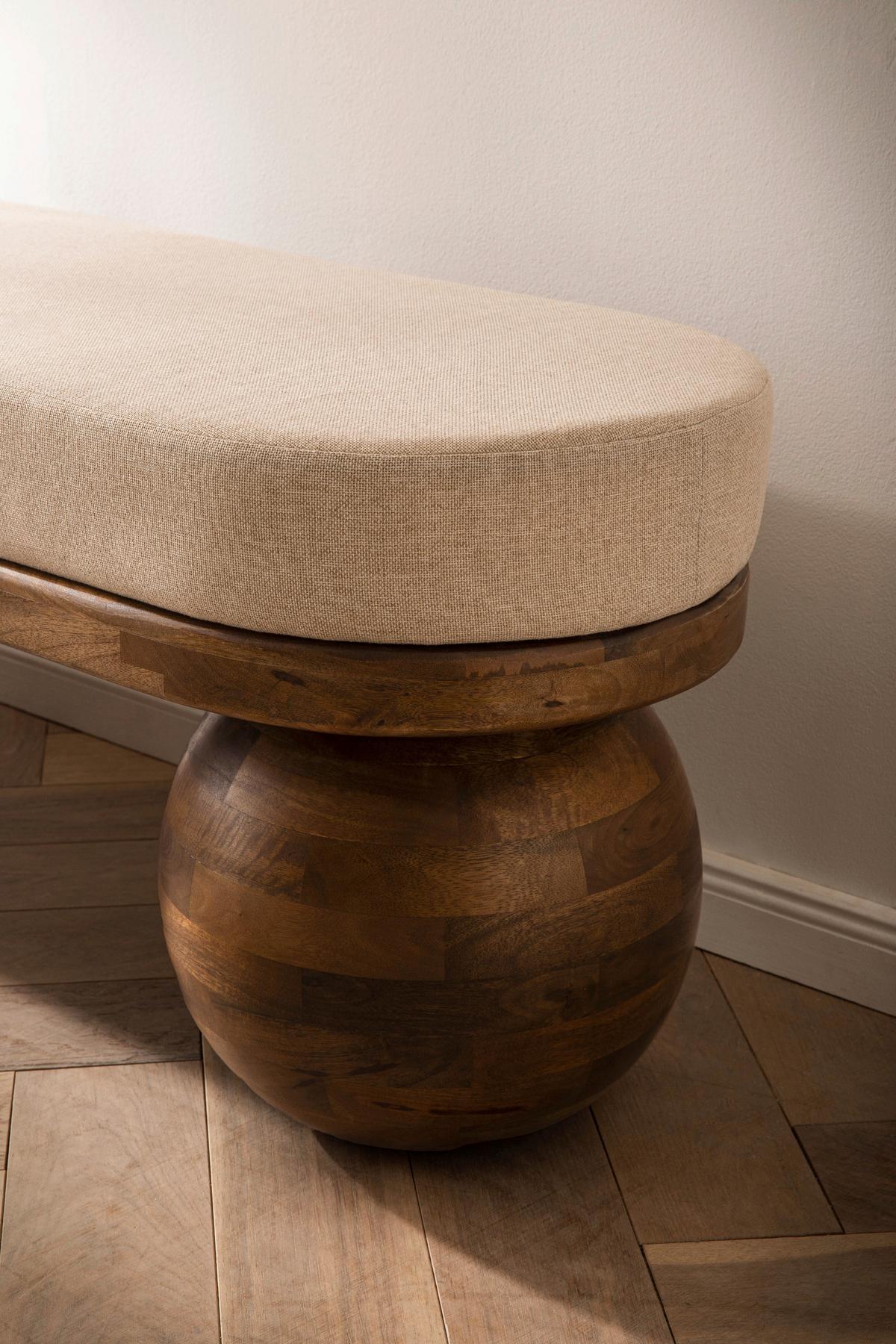 SITZBANK SITZBANK STOFF - Beige/Braun, Design, Holz/Textil (140/47/40cm) - Livetastic