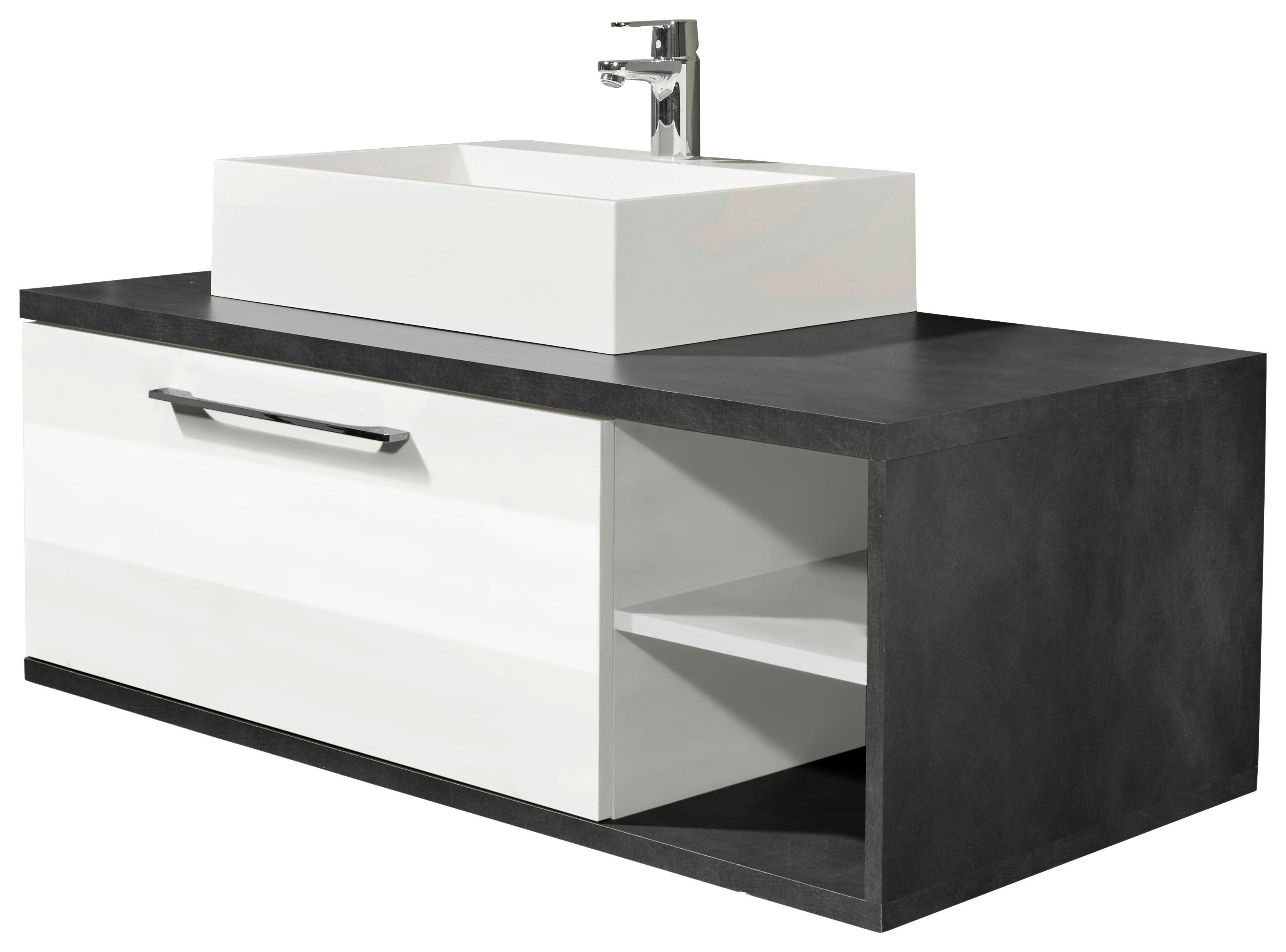 Waschtischkombi in Anthrazit/Weiß - Weiß Hochglanz/Anthrazit, MODERN, Holzwerkstoff/Kunststoff (110/39/53cm) - Mömax