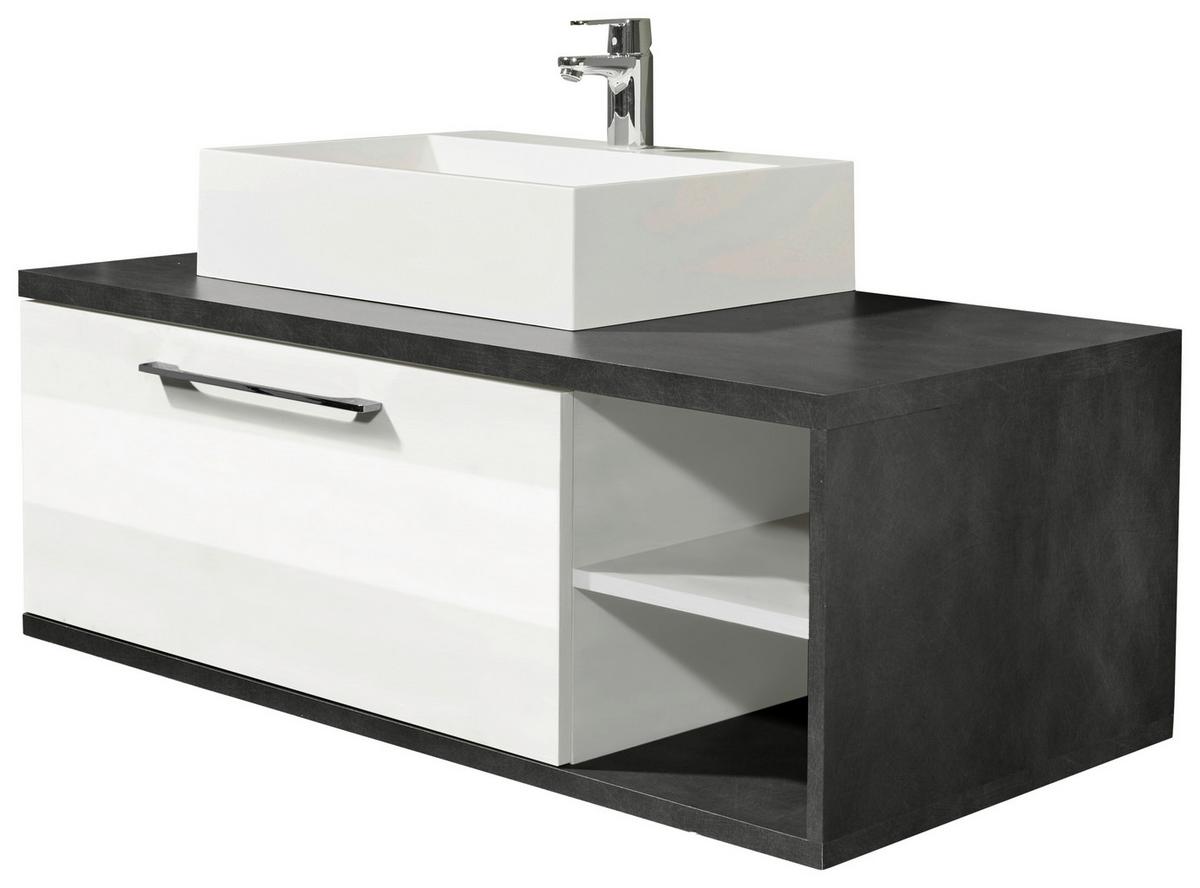 Kombiniran Umivalnik Nathan, Bela, Antracit - srebrne barve/bela, Moderno, umetna masa/leseni material (110/39/53cm) - Mömax
