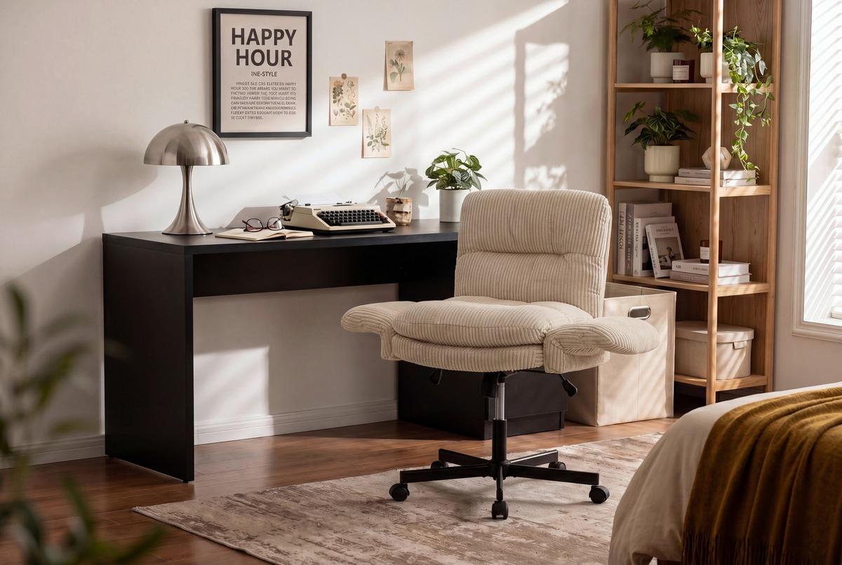 Drehstuhl Leni Beige/schwarz Cord - Beige/Schwarz, Design, Holz/Kunststoff (72/89/99/67cm) - Mömax
