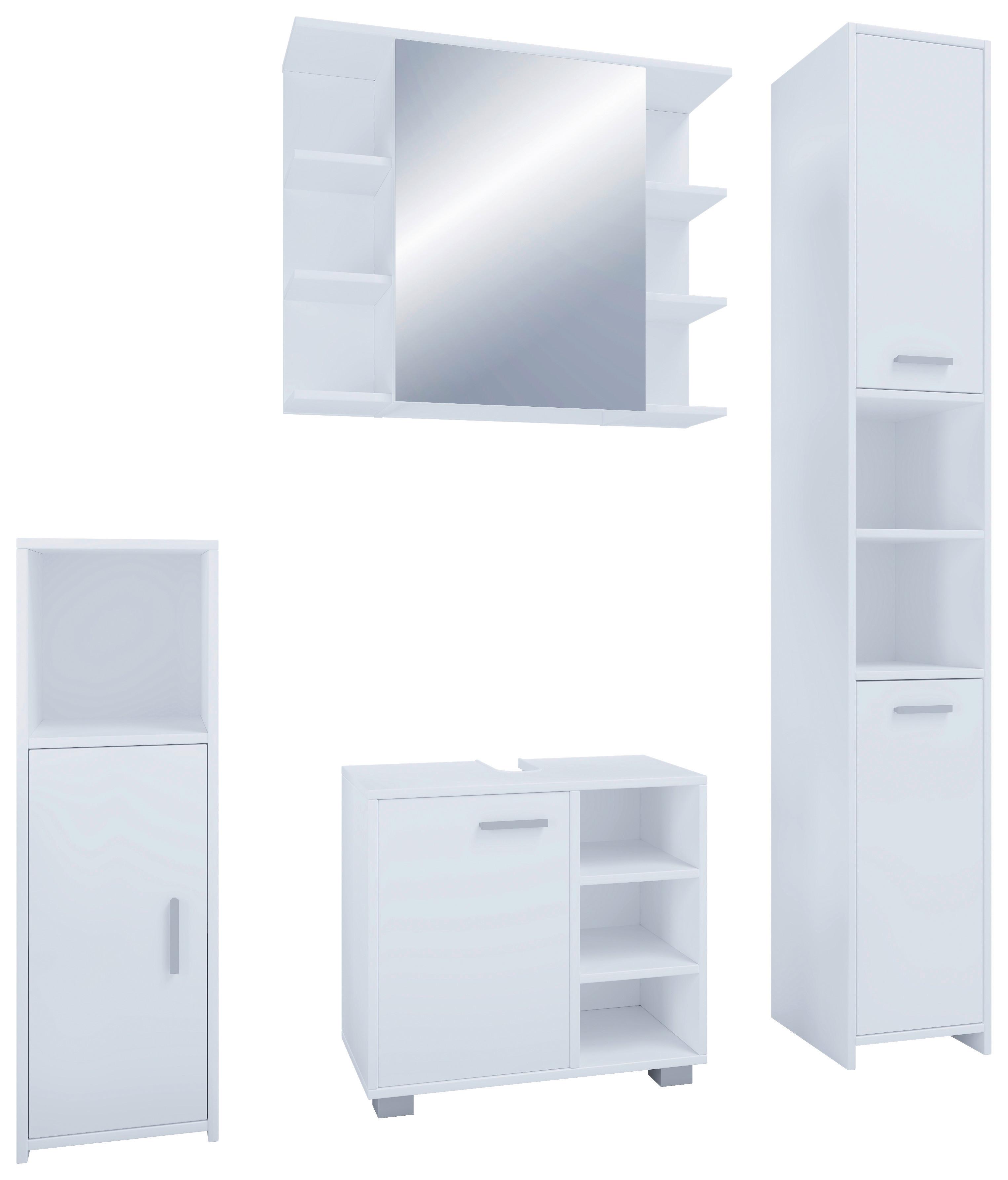 Badezimmer Zalo 4-tlg. ca. 140 cm Weiß - Weiß, MODERN, Holzwerkstoff (140cm) - MID.YOU