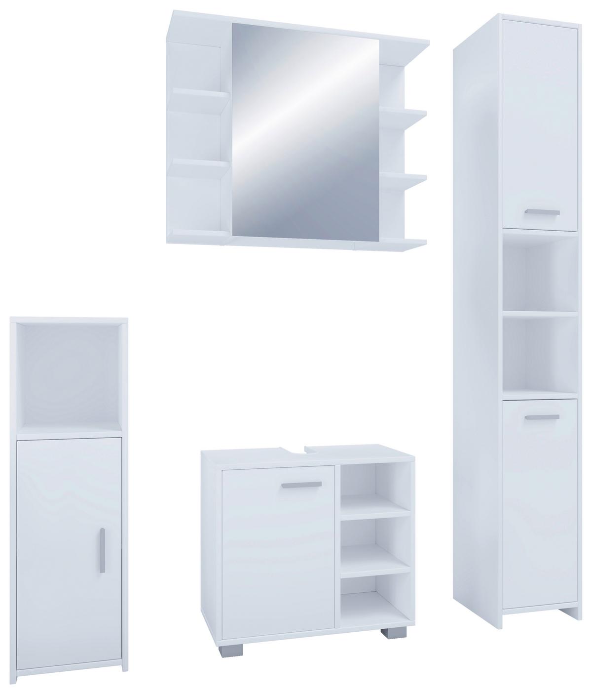 Badezimmer Zalo 4-tlg. ca. 140 cm Weiß - Weiß, MODERN, Holzwerkstoff (140cm) - MID.YOU