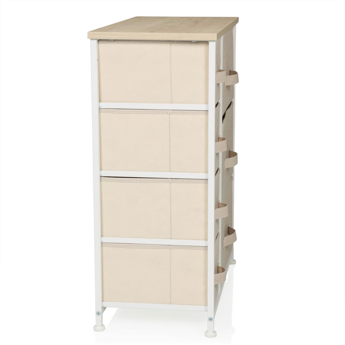 Komoda Foldress B, Bež - bela/bež, Moderno, umetna masa/tekstil (63,5/73/30cm) - MID.YOU