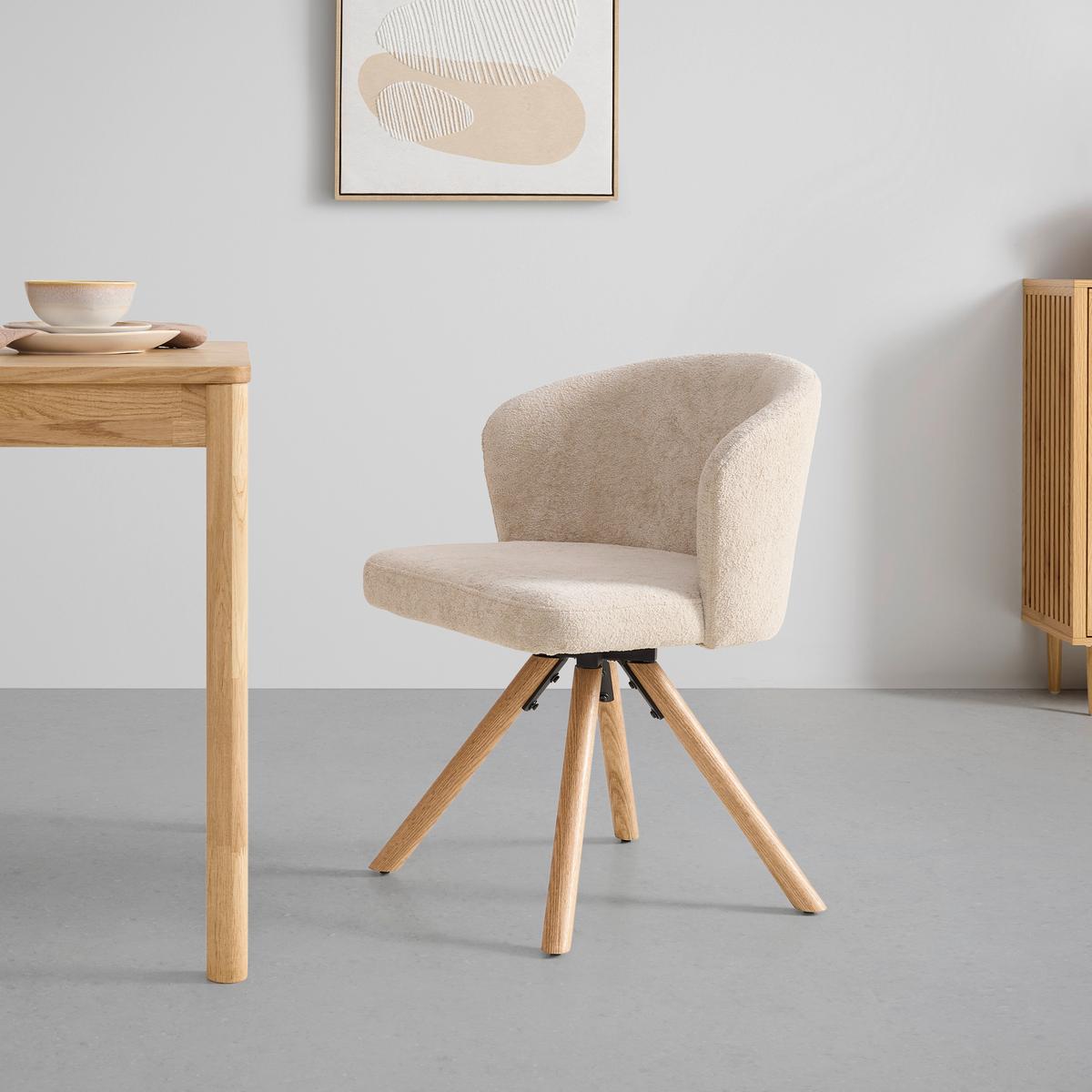 Stuhl Frida Beige/eichefarben - Eichefarben/Beige, Modern, Holz/Textil (57/76/57cm) - Mömax