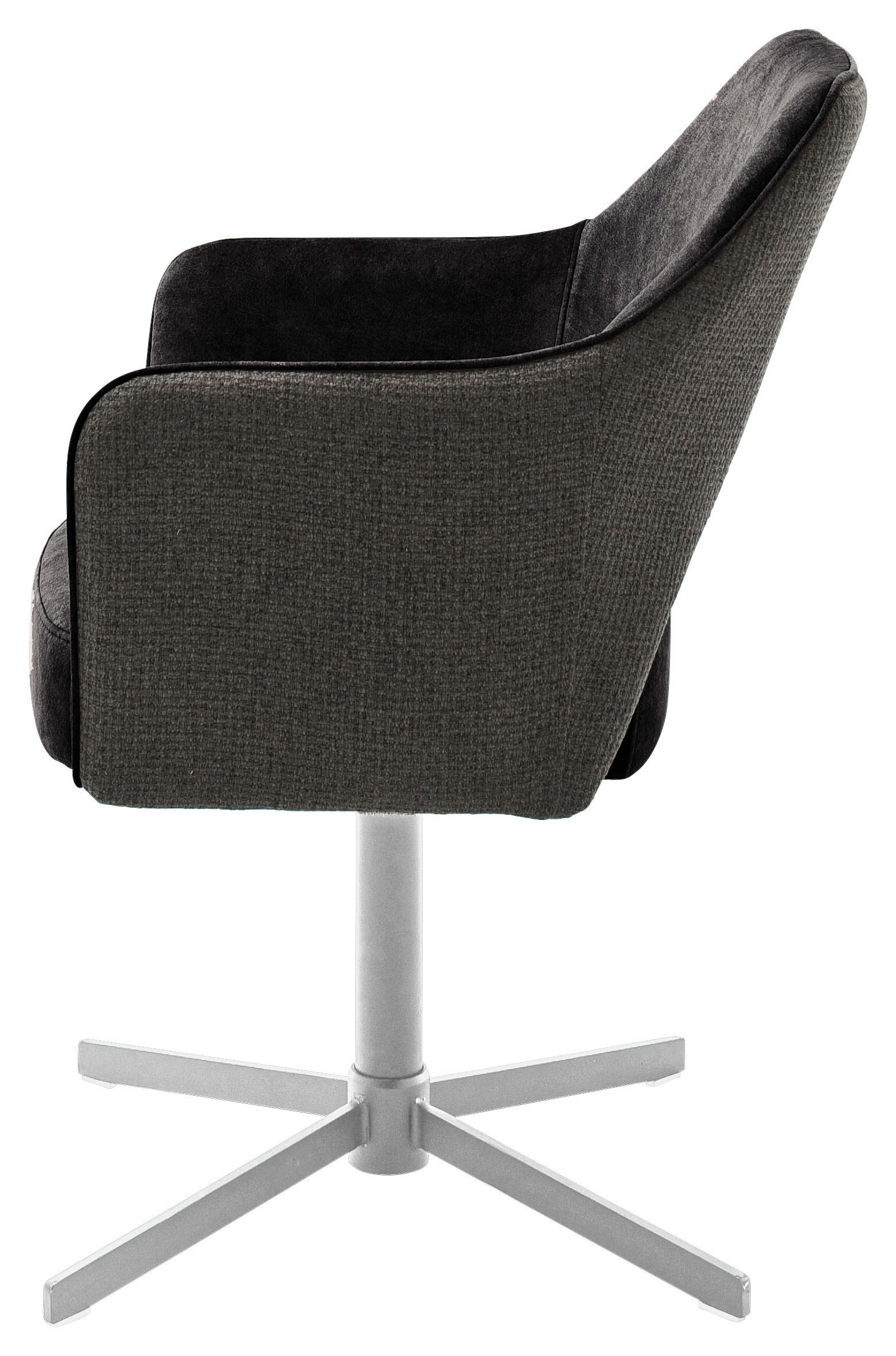 STOL MED ARMSTÖD VALLETTA - kromfärg/antracit, Klassisk, metall/textil (61/85/60cm) - Premium Living
