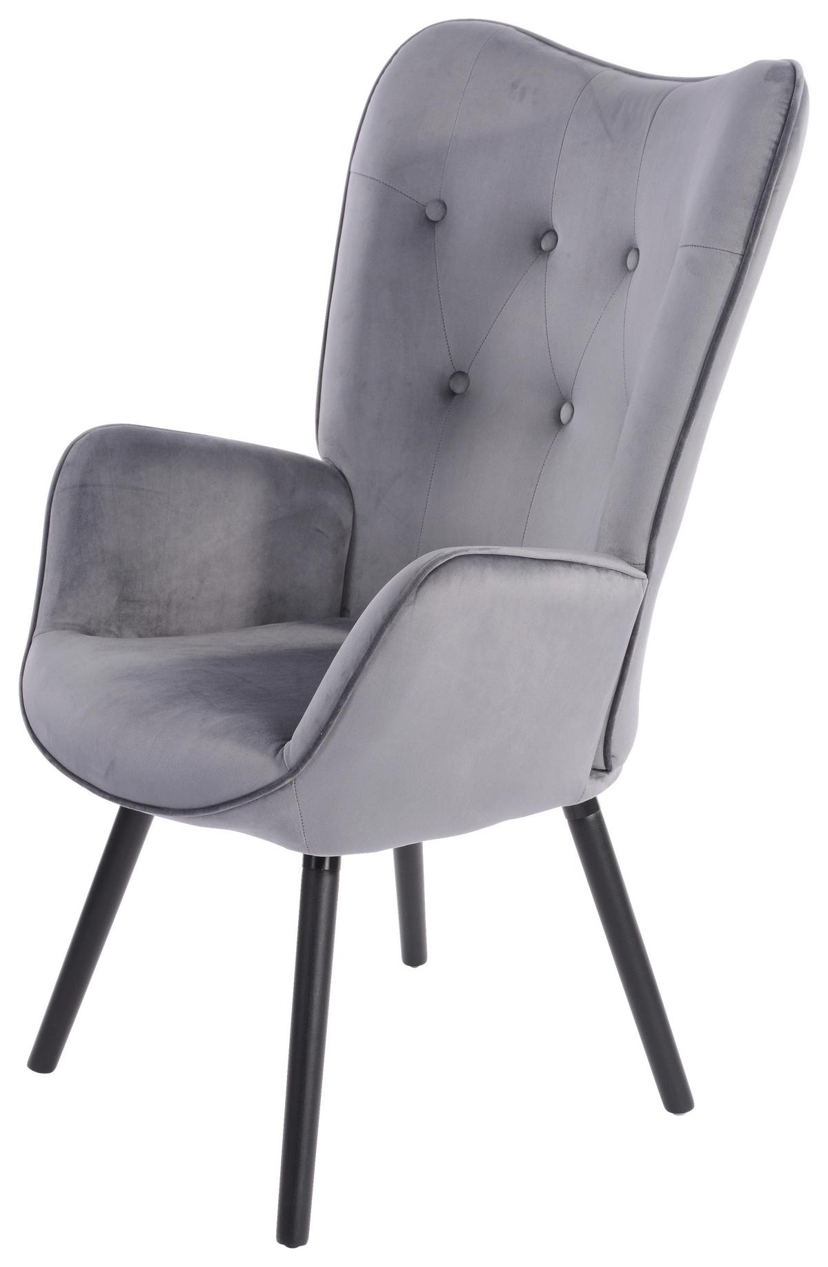 FOTEL PATRICIA - czarny/szary, Design, tkanina/drewno (66/109/71cm) - Ti'me