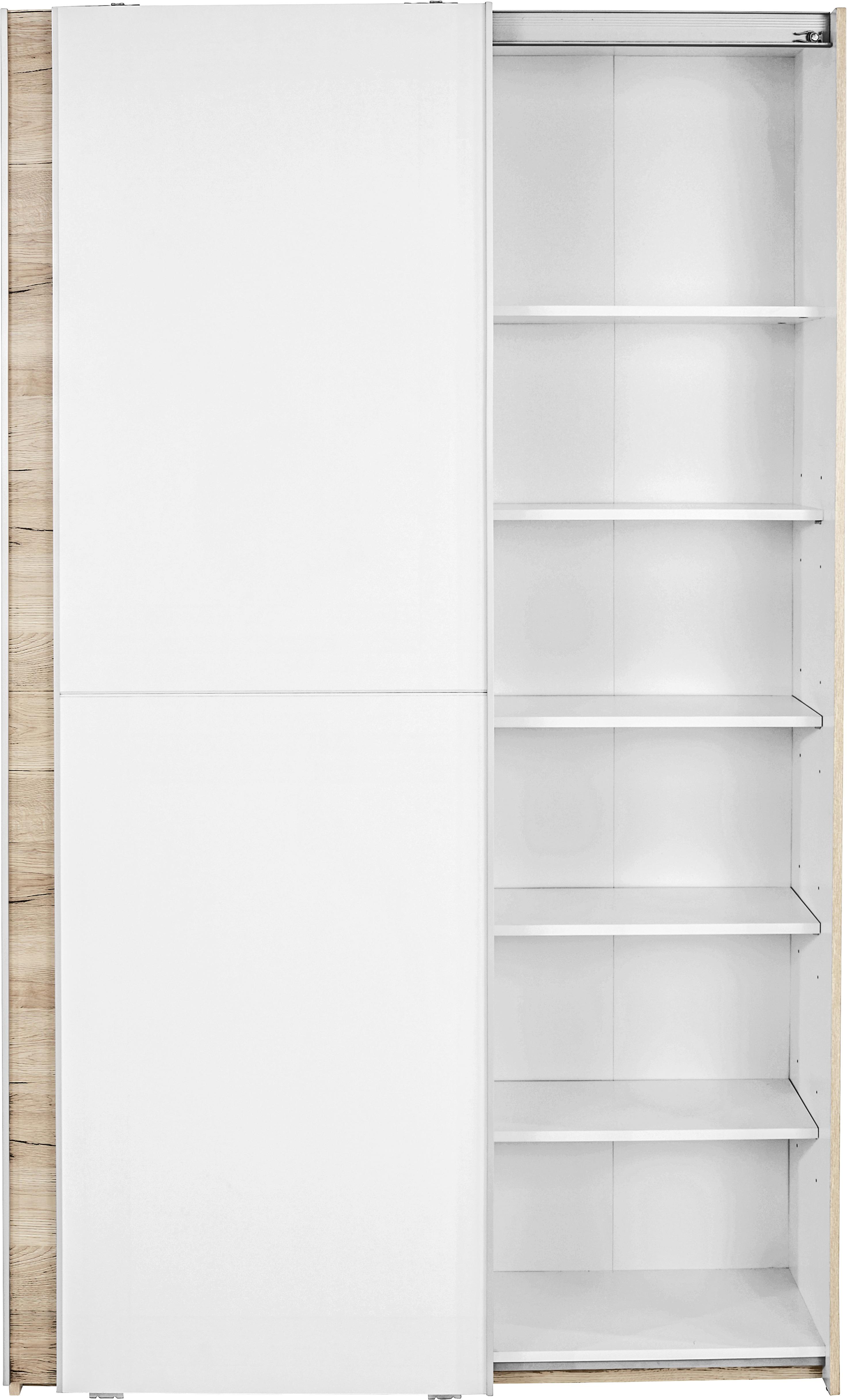SZAFA/PODWIESZ.DRZWI PRZESUW. HEIMO - biały/dębowy, Konventionell, tworzywo sztuczne (125/195/38cm)