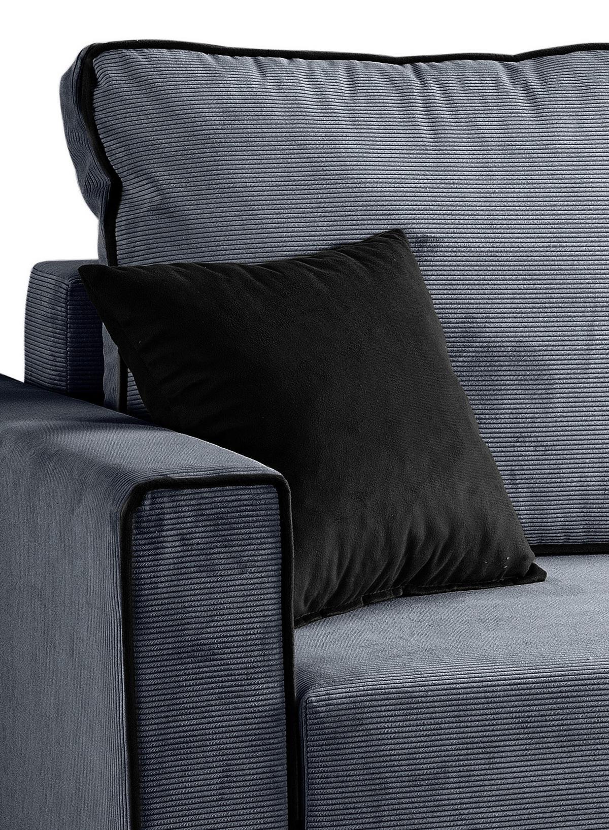 Ecksofa Marti Blaugrau mit Schlaffunktion - Blaugrau/Schwarz, Basics, Holz/Textil (230/148cm) - MID.YOU