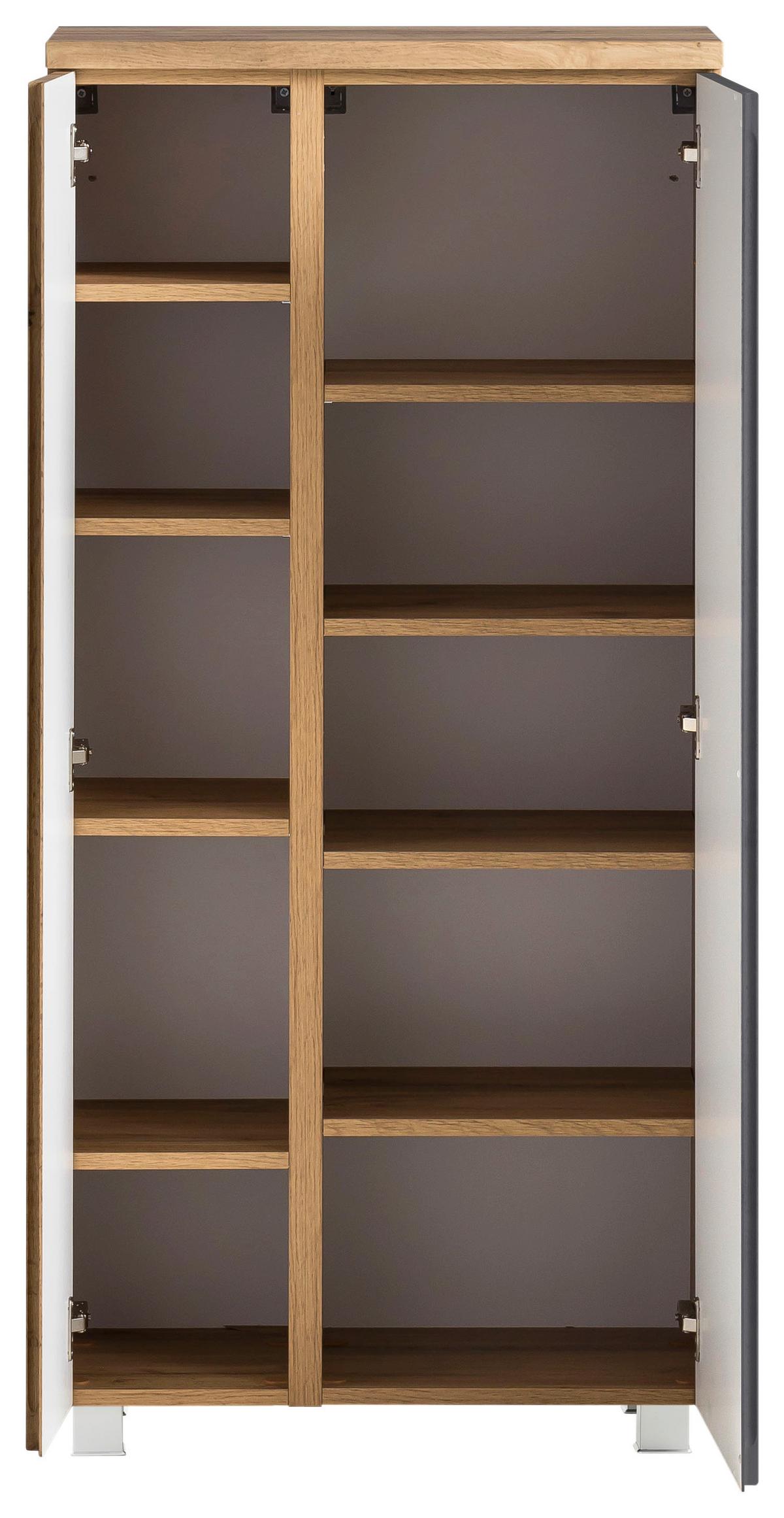 Midischrank Varese ca. 65x130 cm Grau/Eiche - Eiche Wotan/Grau, MODERN, Holzwerkstoff (65/130/35cm) - Held