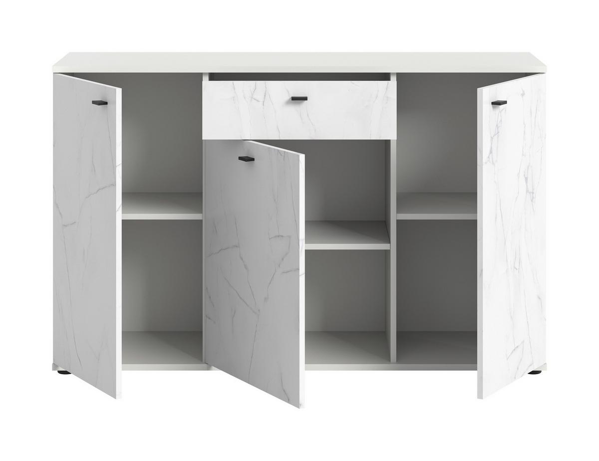 Komoda Stone - bijela/crna, Design, drvni materijal/plastika (138/87/40cm) - Modern Living