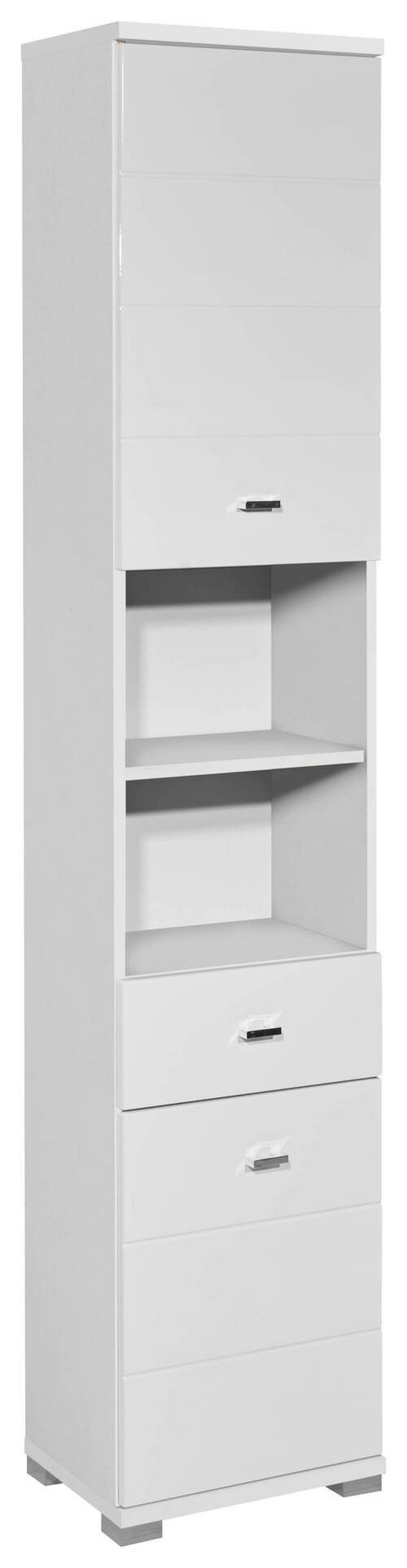 Visoka Omara Pool, Bela, Stoječa - srebrne barve/bela, Basics, umetna masa/leseni material (38/190/30cm) - Modern Living