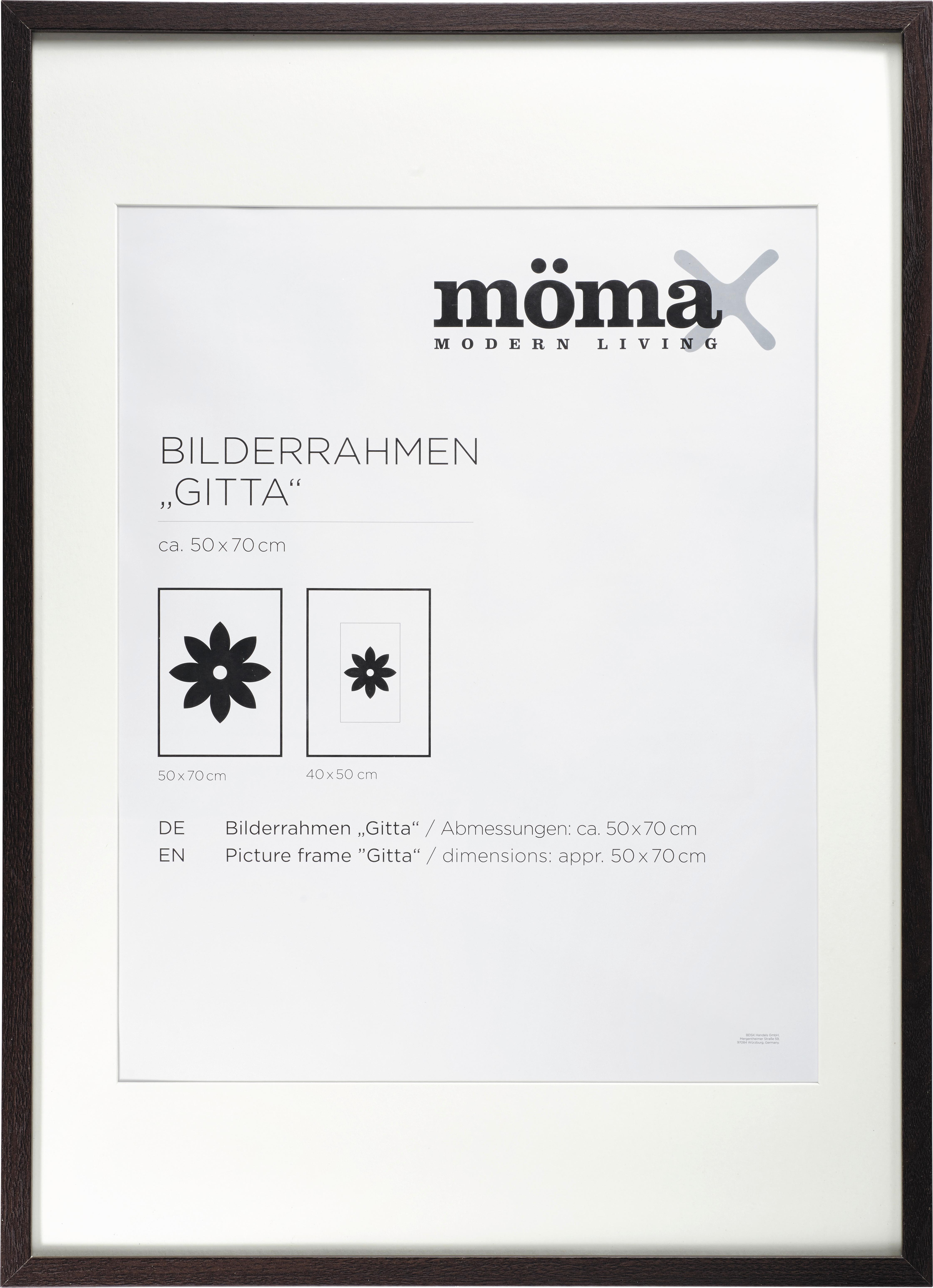 Bilderrahmen Gitta aus Holz ca. 50x70cm - Wengefarben, MODERN, Glas/Holzwerkstoff (50/70/3,6cm) - Modern Living