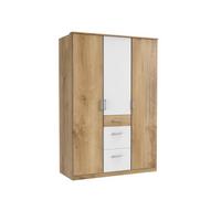 Nyílóajtós Szekrény Click - tölgyfa színű/alumíniumszínű, Modern, műanyag/faalapú anyag (135/199/58cm)