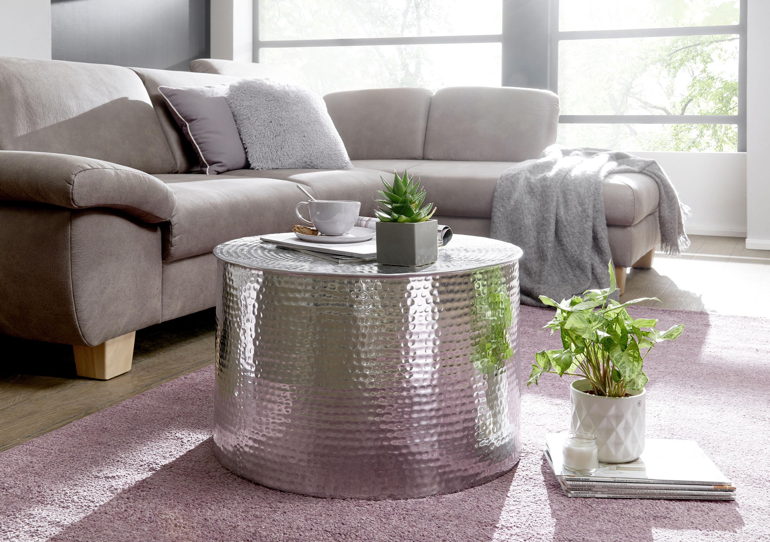 Couchtisch Rahi in Silber Rund - Silberfarben, LIFESTYLE, Metall (61/61/40,5cm) - MID.YOU