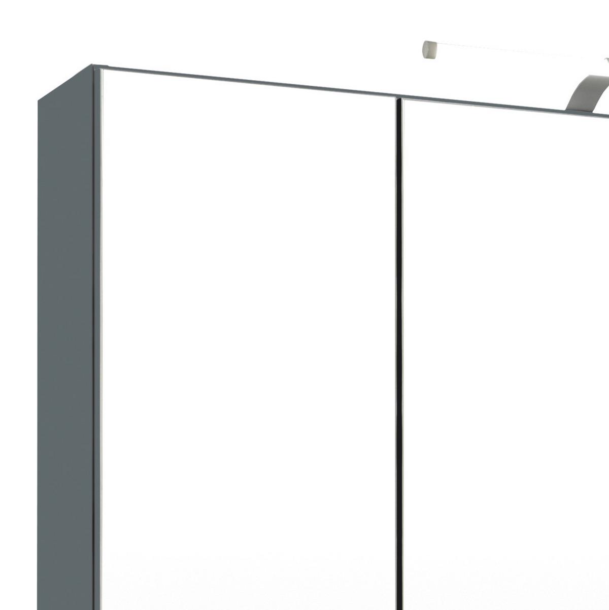 Badezimmer Cardiffin ca. 100 cm Grau mit LED - Weiß/Grau, Design, Holzwerkstoff/Stein (100cm) - Held