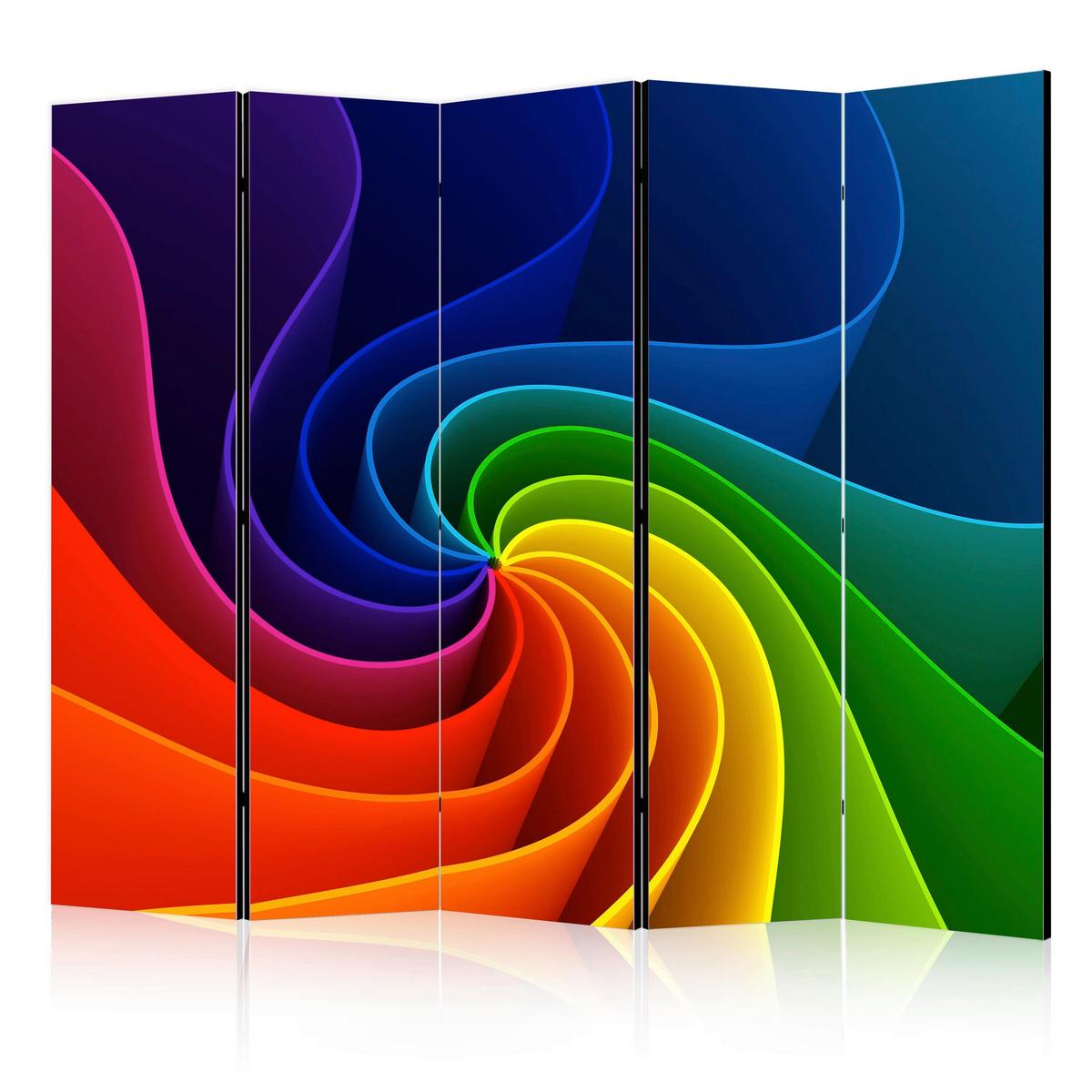 Paravan Colorful Pinwheel I, 5-Delni, Dvostranski - večbarvno, Basics, tekstil/les (225/172/3cm) - artgeist