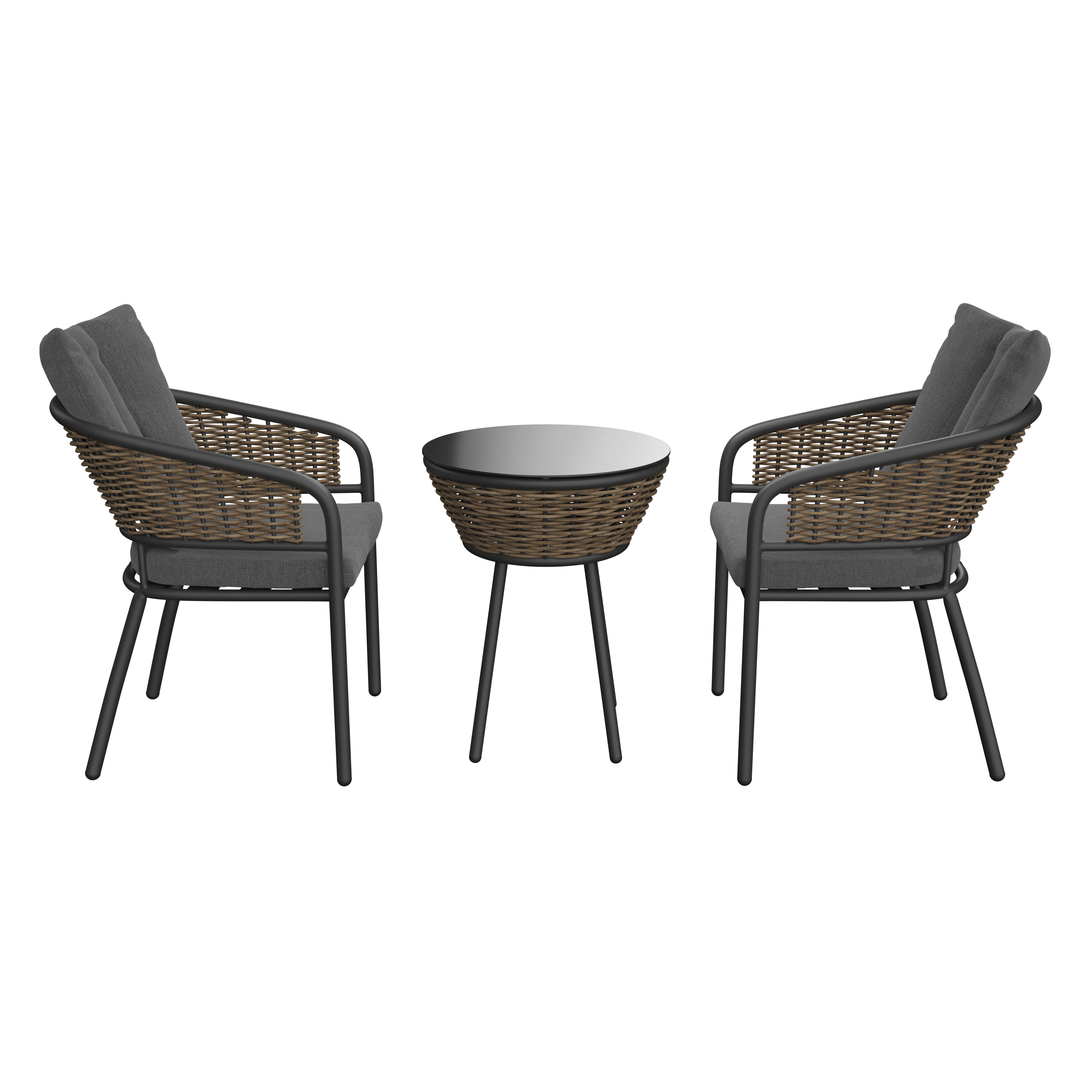 Balkonski Set Tess - antracit, Moderno, staklo/tekstil (174/75/61cm) - Mömax