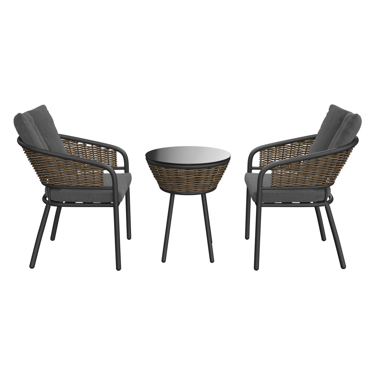 Balkonski Set Tess - antracit, Moderno, staklo/tekstil (174/75/61cm) - Mömax