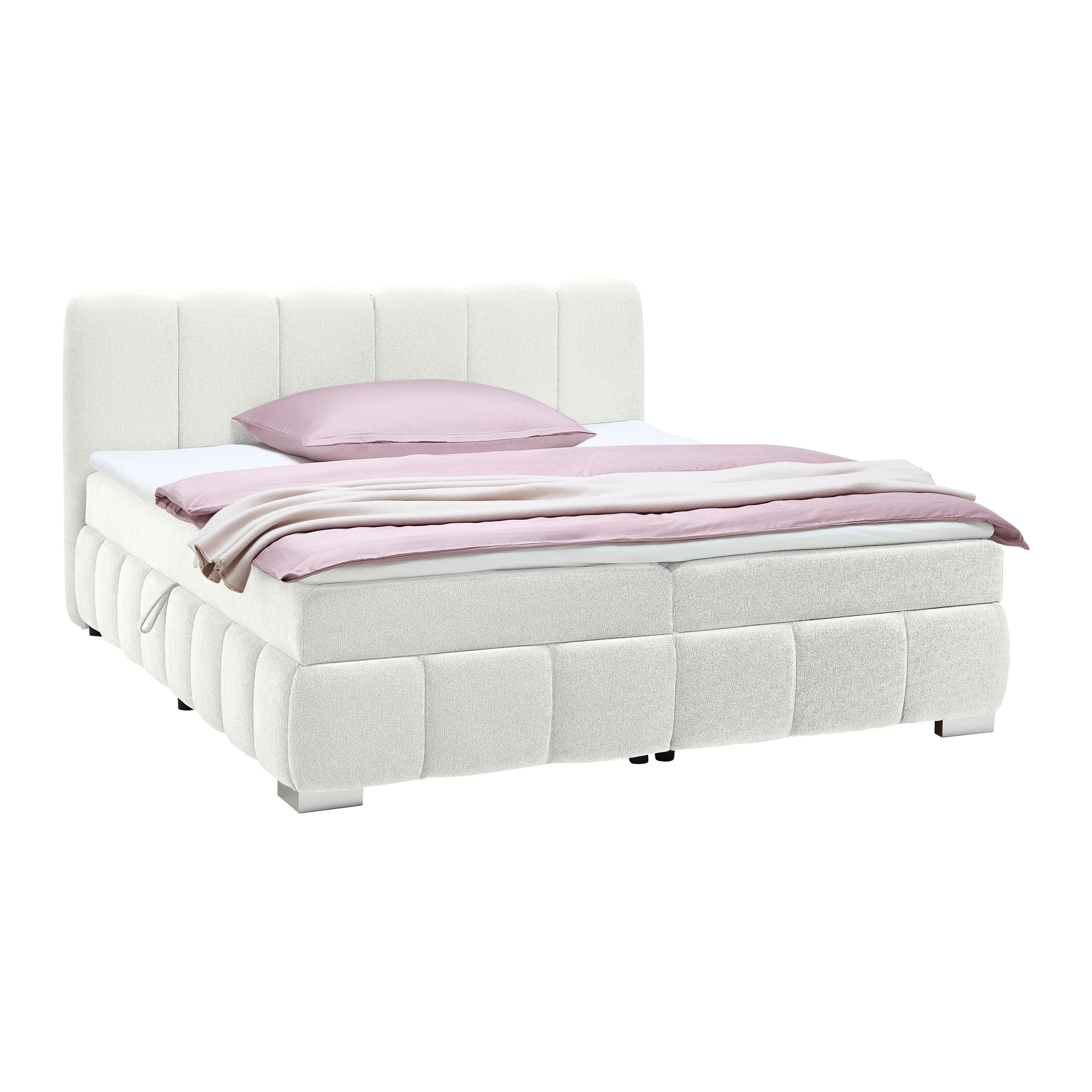 Boxbett Elaris Weiß ca. 160x200cm - Chromfarben/Weiß, KONVENTIONELL, Kunststoff/Textil (160/200cm) - Mömax