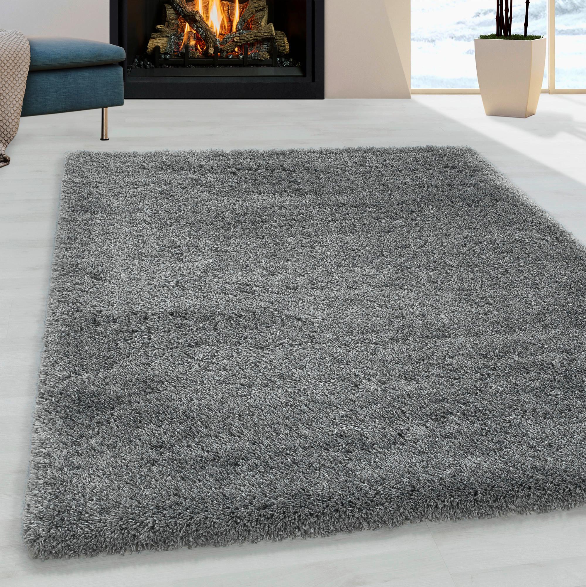 Hochflorteppich Fluffy Hellgrau ca. 140x200cm - Hellgrau, Basics, Textil (140/200cm)