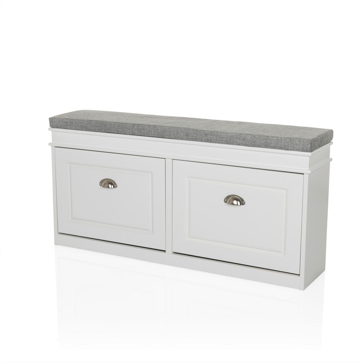 Omara Za Čevlje Estha 1, Bela - srebrne barve/siva, Moderno, kovina/leseni material (104/52/24cm) - MID.YOU