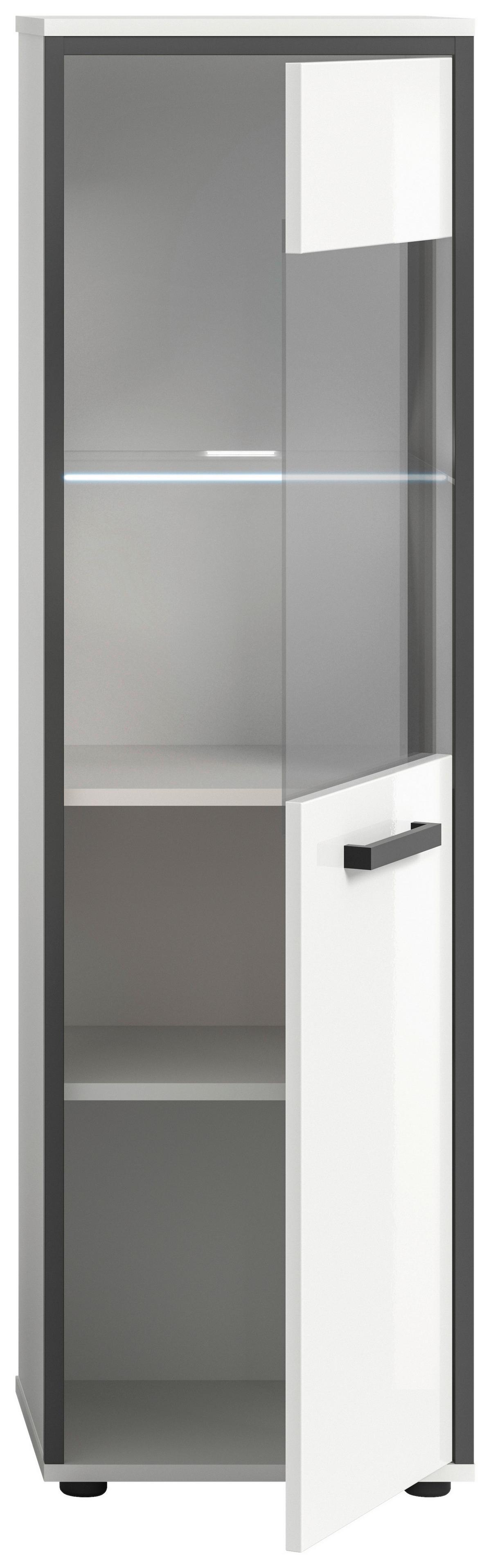 Midischrank Kojak Weiß/Anthrazit mit LED - Weiß Hochglanz/Schwarz, MODERN, Holzwerkstoff/Kunststoff (40/139/34cm) - MID.YOU