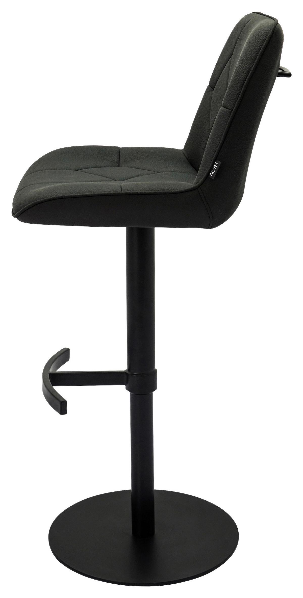 STOŁEK BAROWY HENRY - czarny, Design, metal/tkanina (44/97-114,5/54,5cm) - Novel