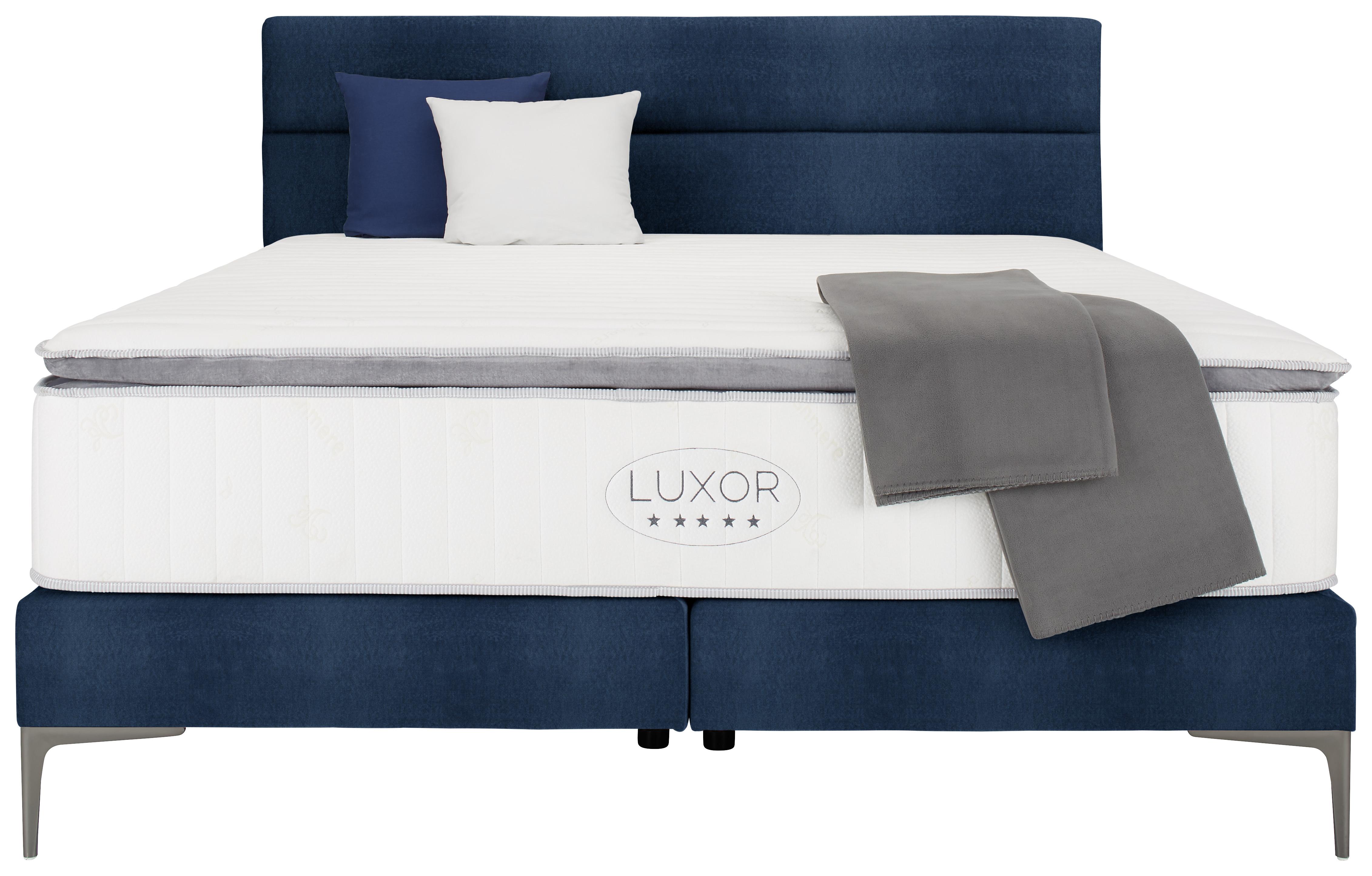 Boxspringbett ca. 180x200cm - Schwarz/Dunkelblau, KONVENTIONELL, Holz/Holzwerkstoff (180/200cm) - Premium Living