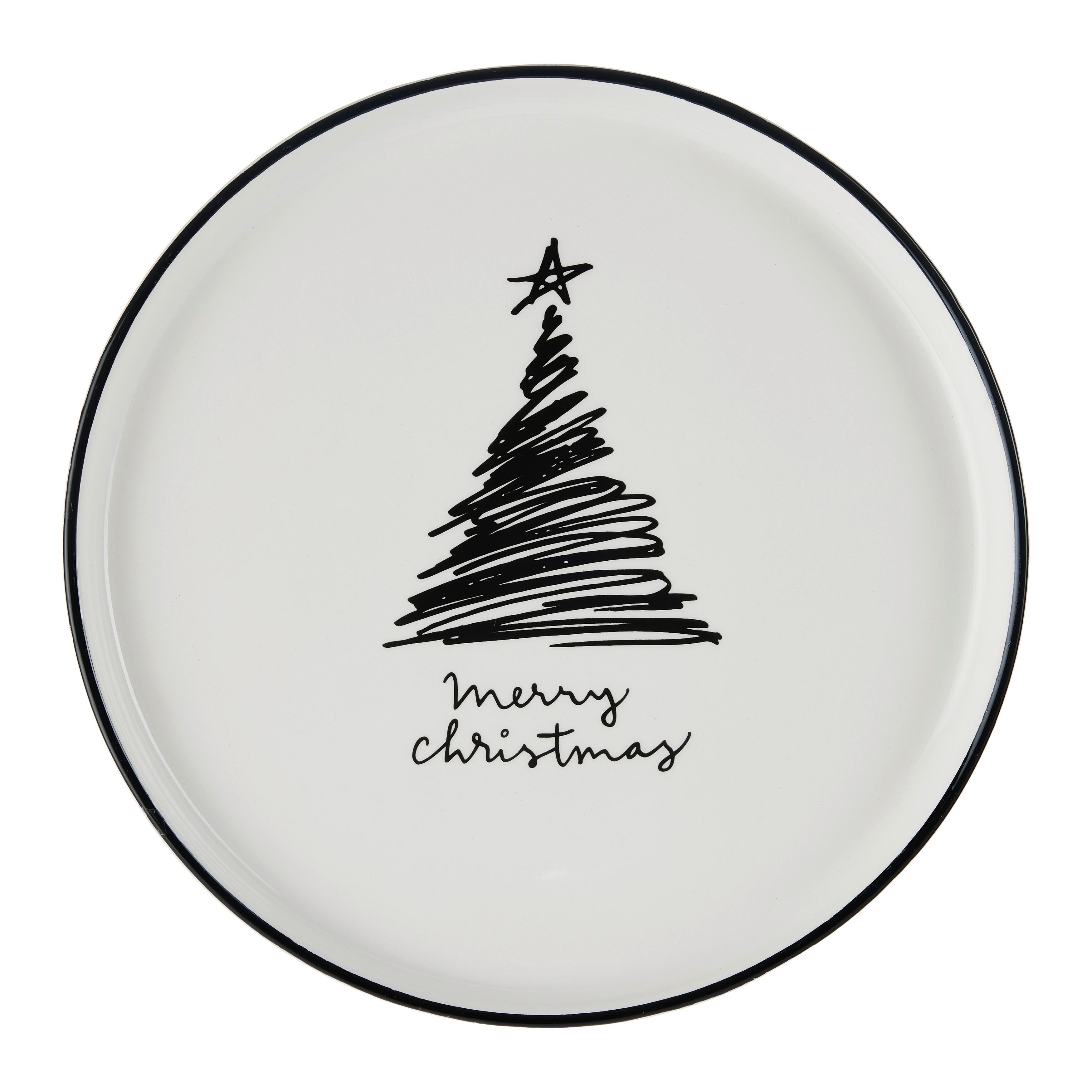 Dekoteller Tree Schwarz/Weiss - Weiss/Schwarz, Konventionell, Keramik (21,1/2cm) - Modern Living