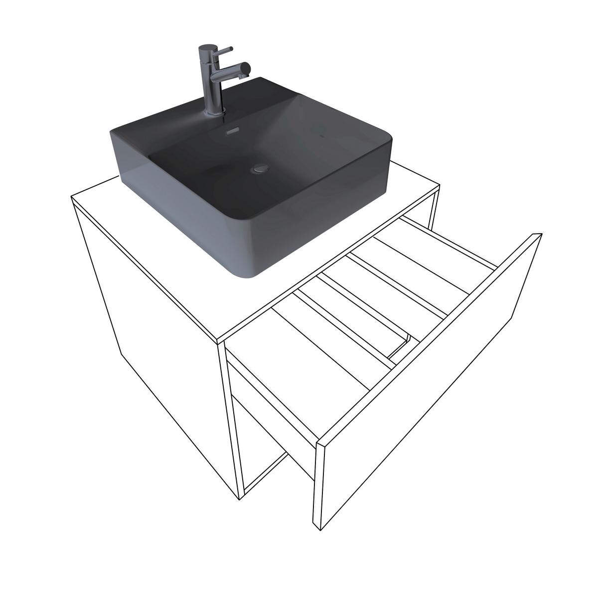 WASCHTISCHKOMBI LENDAS BL S - Honigeiche/Anthrazit, Modern, Keramik/Holzwerkstoff (61cm) - MID.YOU