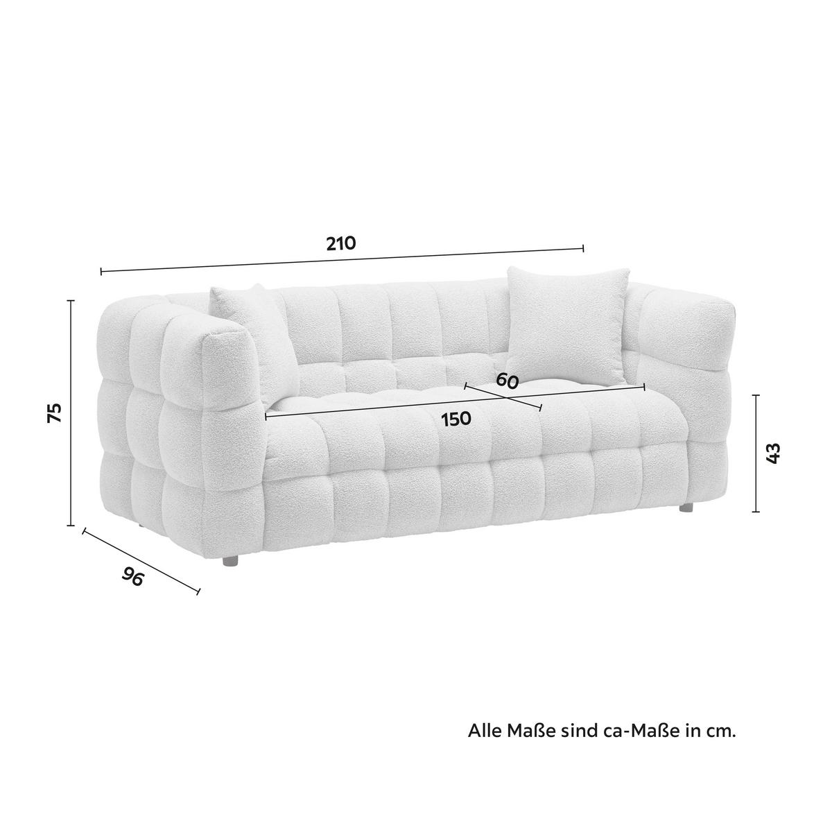 Sofa Ena Grau Webstoff - Schwarz/Grau, MODERN, Holz/Textil (210/75/96cm) - Bessagi Home