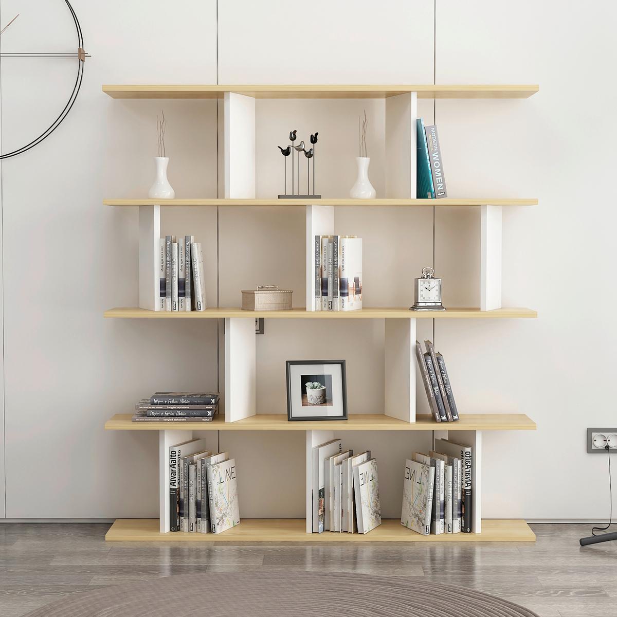 Standregal Jorin ca. 130x137 cm Eiche/Weiß - Eichefarben/Dunkelgrau, Design, Holzwerkstoff (130/137/25cm) - Livetastic