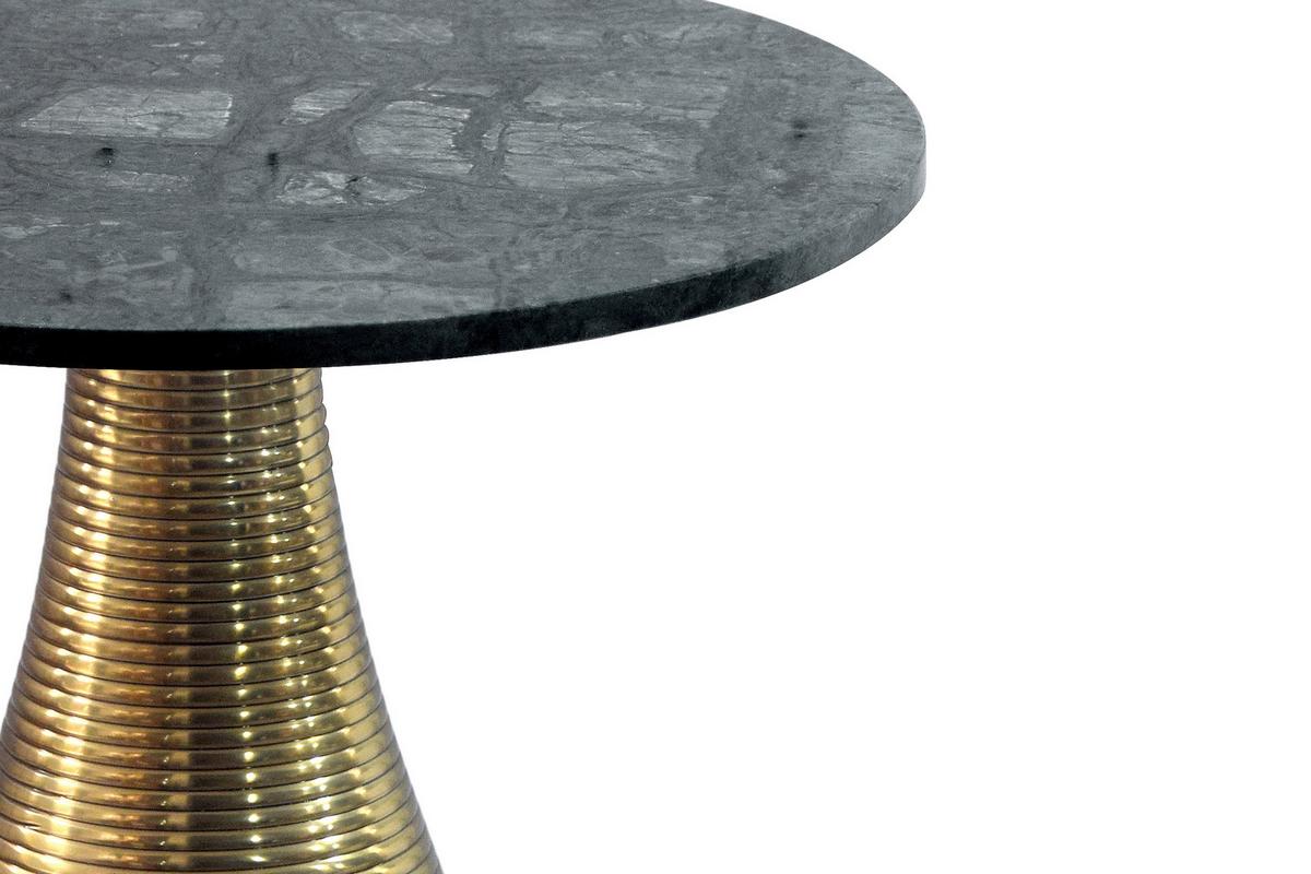 Masă Auxiliară Wl7.515 - auriu/verde, Design, metal/piatră (40/40/48cm) - Livetastic