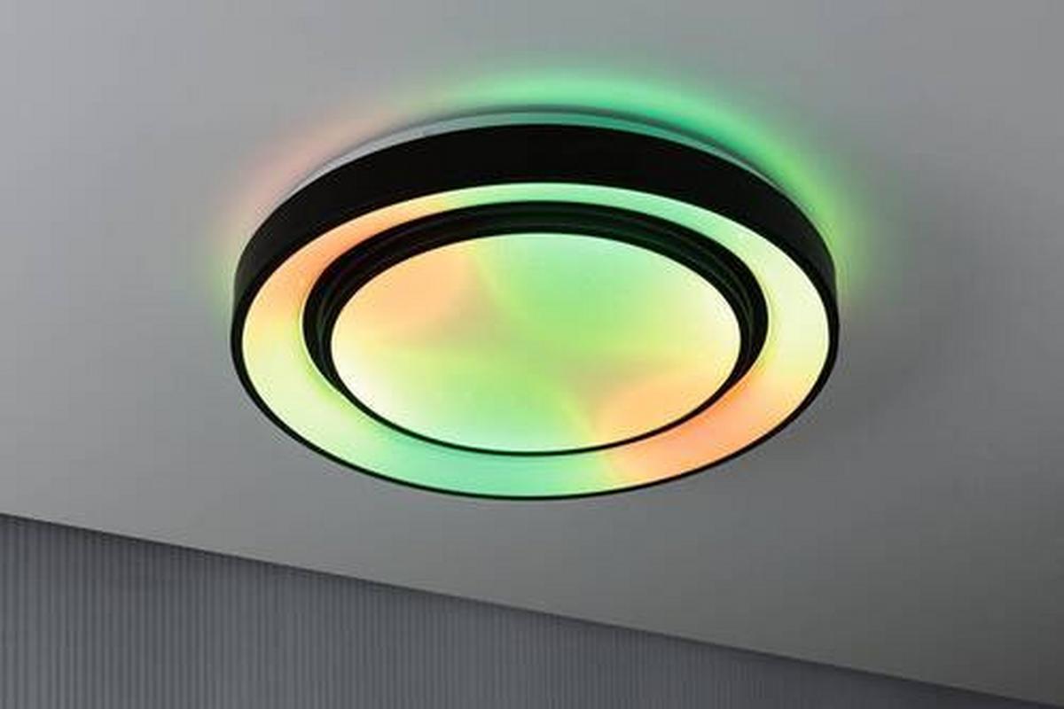 Deckenleuchte Rainbow in Schwarz/Weiß max. 38,5 Watt - Schwarz/Weiß, Design, Kunststoff/Metall (47,5/7cm) - Paulmann