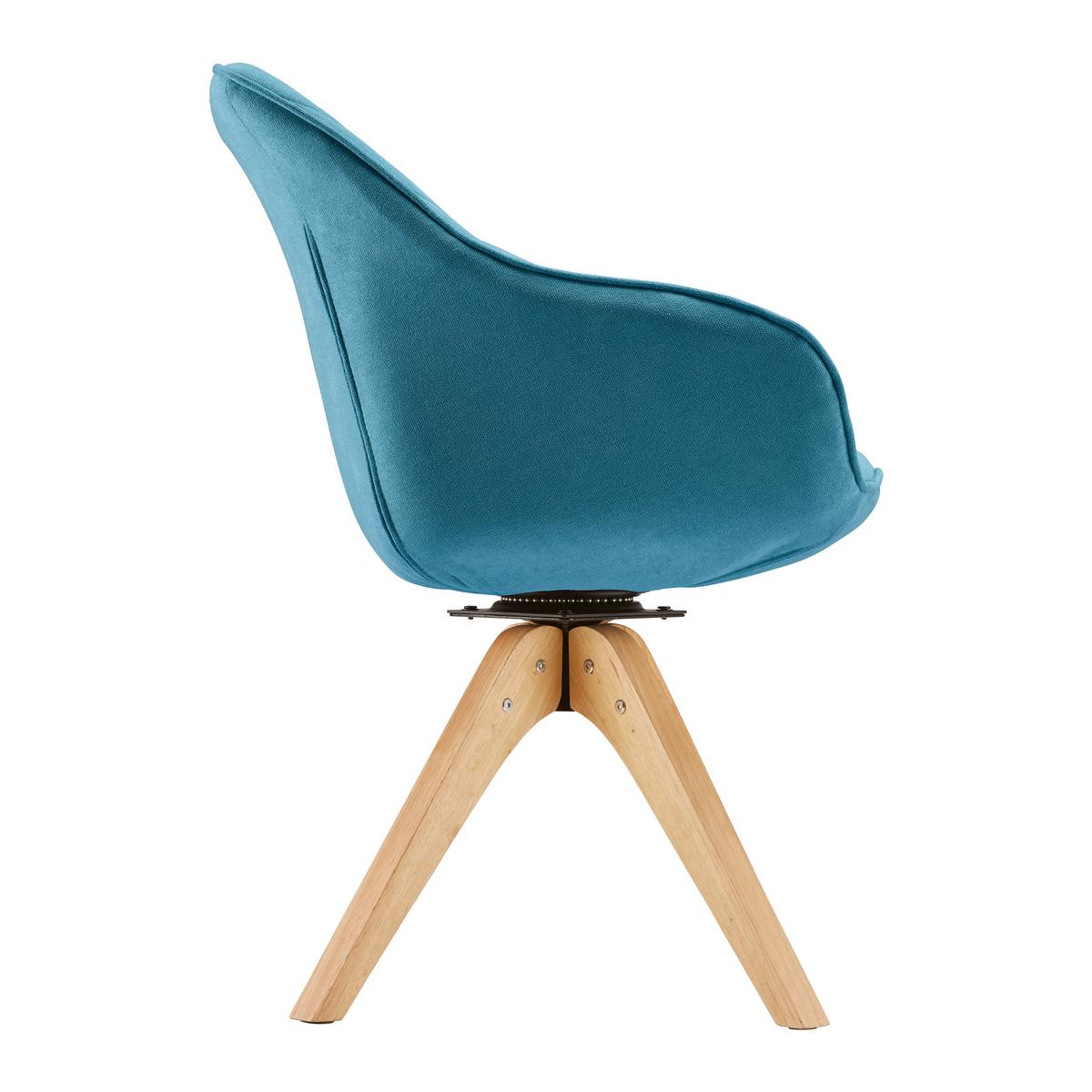 Armlehnstuhl Leonie Petrol Webstoff Drehbar Gepolstert - Eichefarben/Petrol, MODERN, Holz/Textil (60/82/61cm) - Bessagi Home