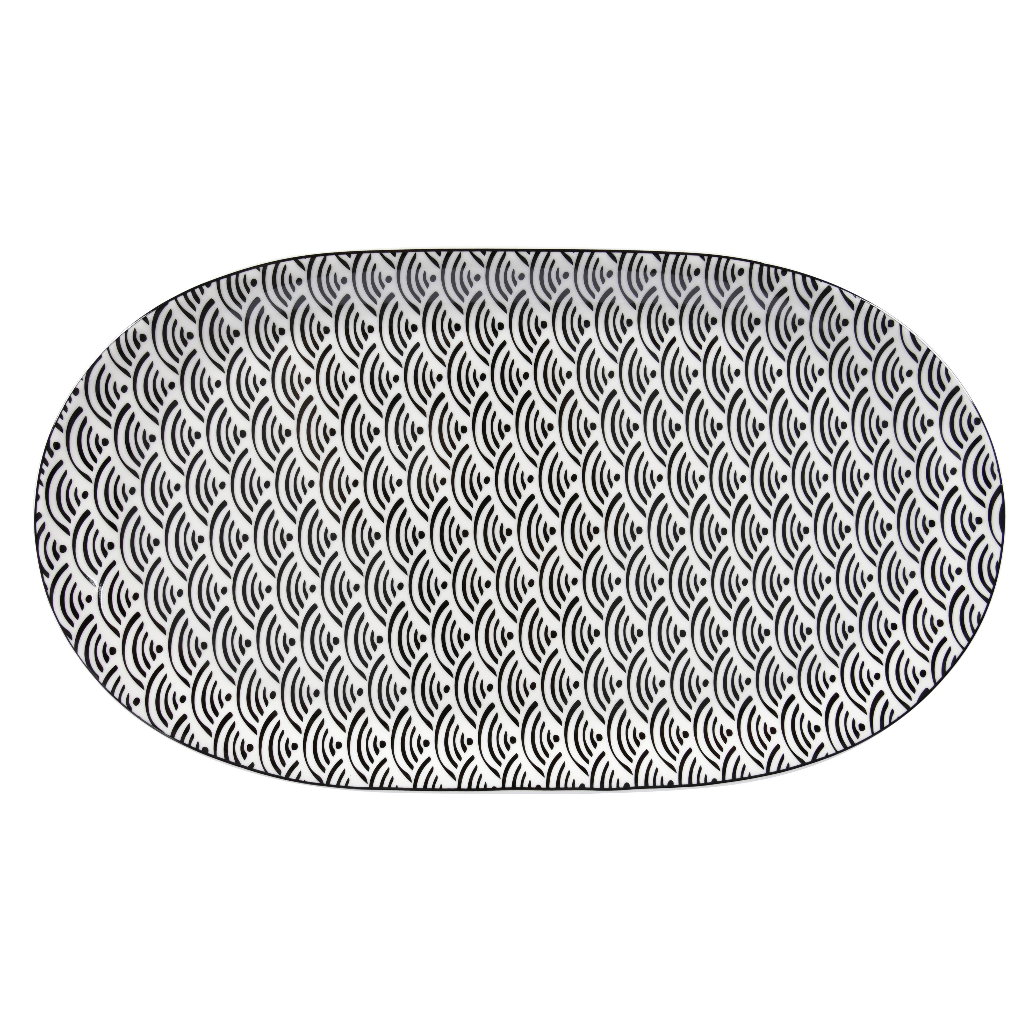 Servierplatte Shiva in Schwarz/Weiß ca. Ø 37,5cm - Schwarz/Weiß, LIFESTYLE, Keramik (37,5cm) - Premium Living