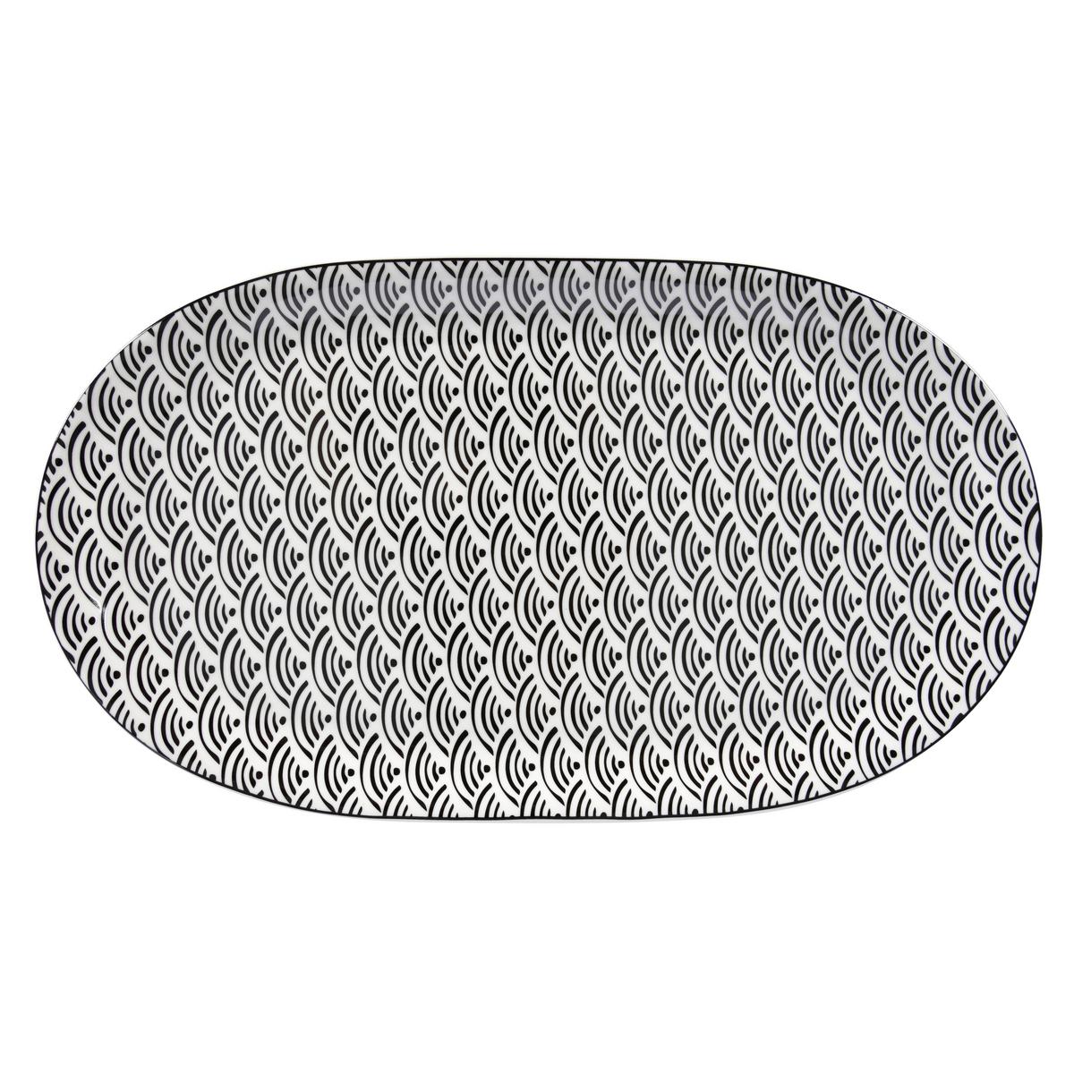 plat de service in Schwarz/Weiss ca. Ø 37,5cm - Weiss/Schwarz, Lifestyle, Keramik (37,5cm) - Premium Living