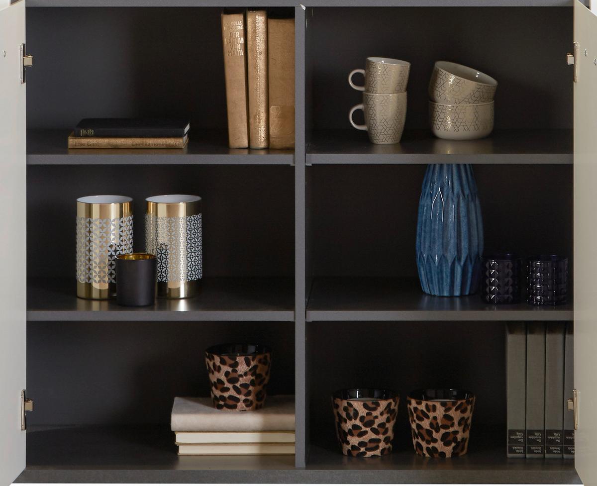 Comodă înaltă Alassio - alb/grafit, Modern, material pe bază de lemn (109/122/37,5cm) - Modern Living