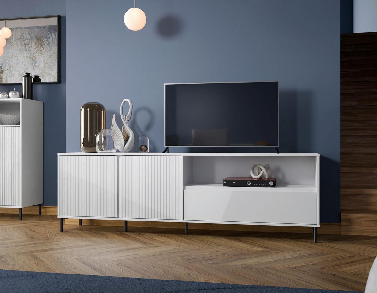 Tv-element Avenale, Bela - črna/bela, Trend, kovina/leseni material (207,8/65,4/40cm)